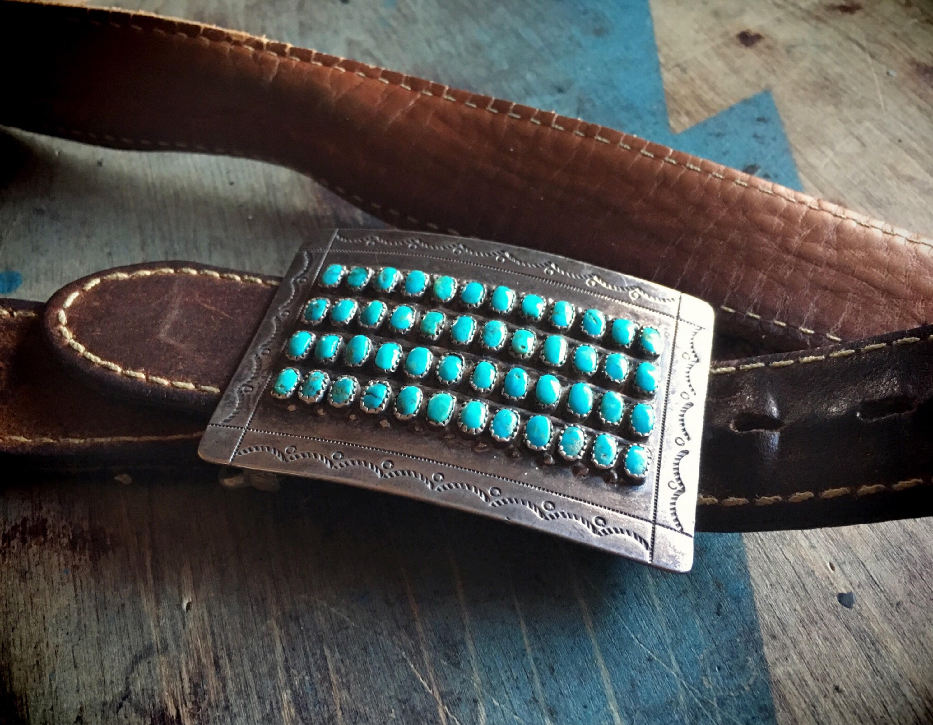 Authentic Turquoise Belt Buckle for Men or Women Native American Indian