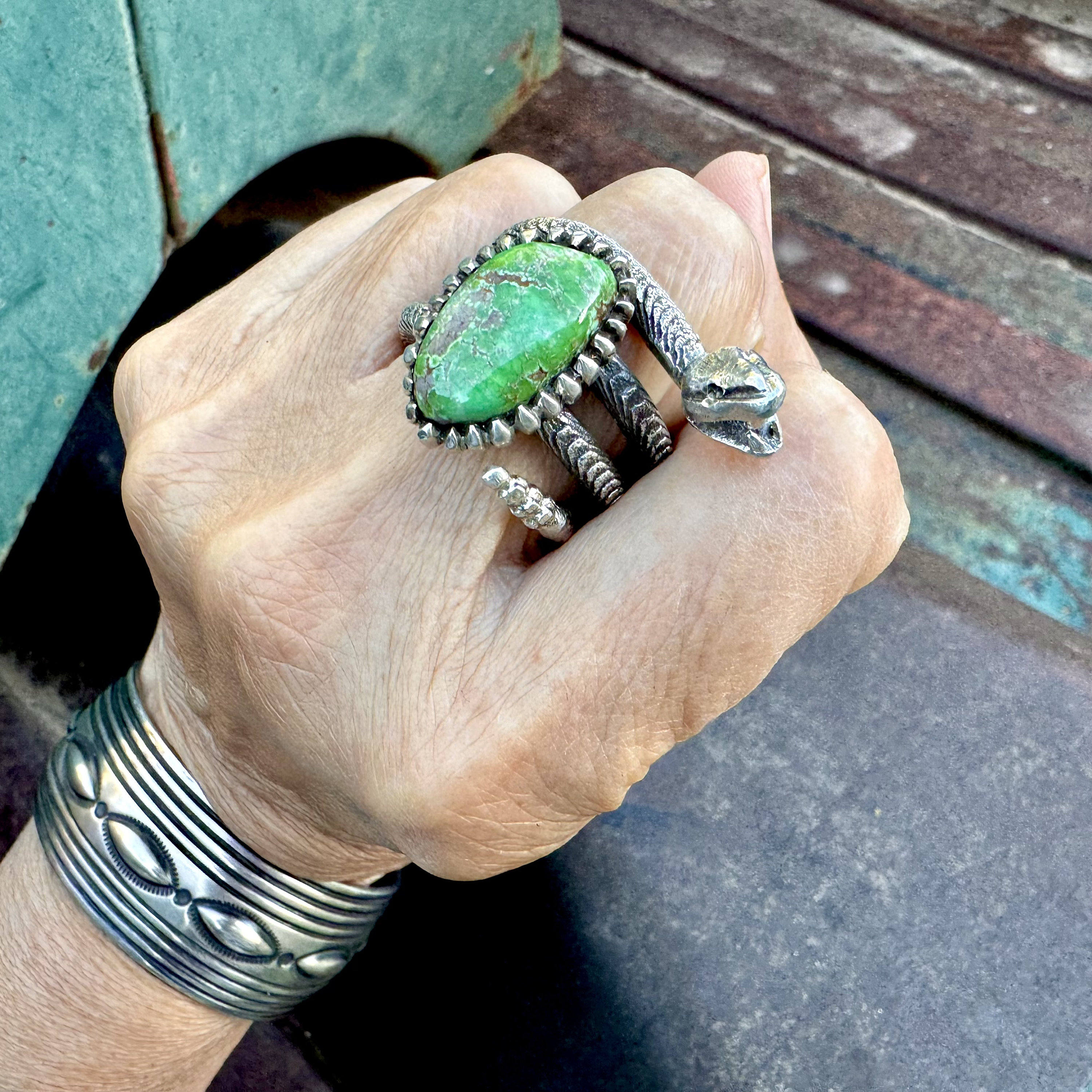 Early Coiled Vintage Native American Navajo Carico Lake Turquoise Sterling Silver Bracelet Early Coiled Vintage Native American Navajo Carico Lake Turquoise Sterling Silver Bracelet
