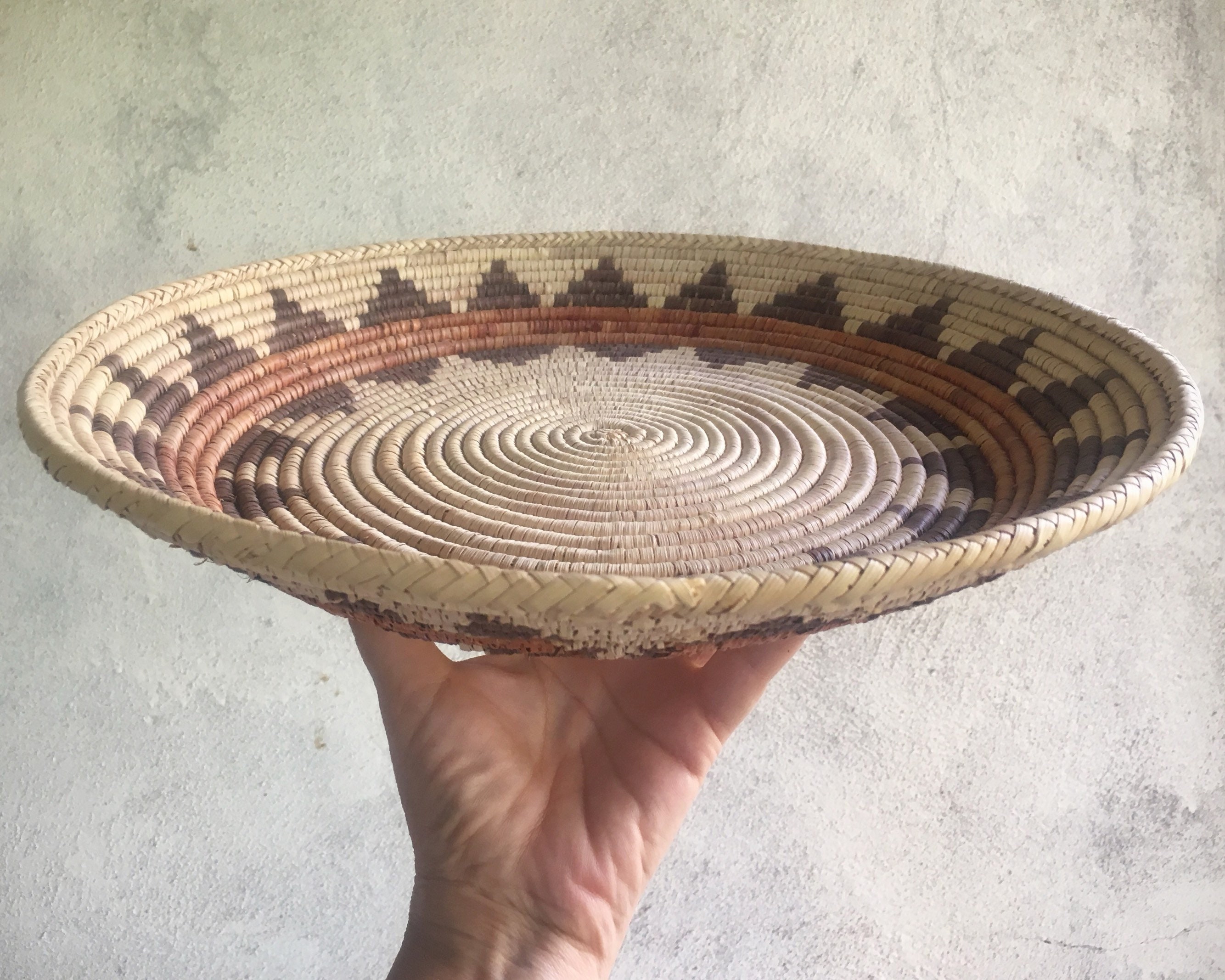 Vintage Coiled Basket Bohemian Decor, Southwestern Decor