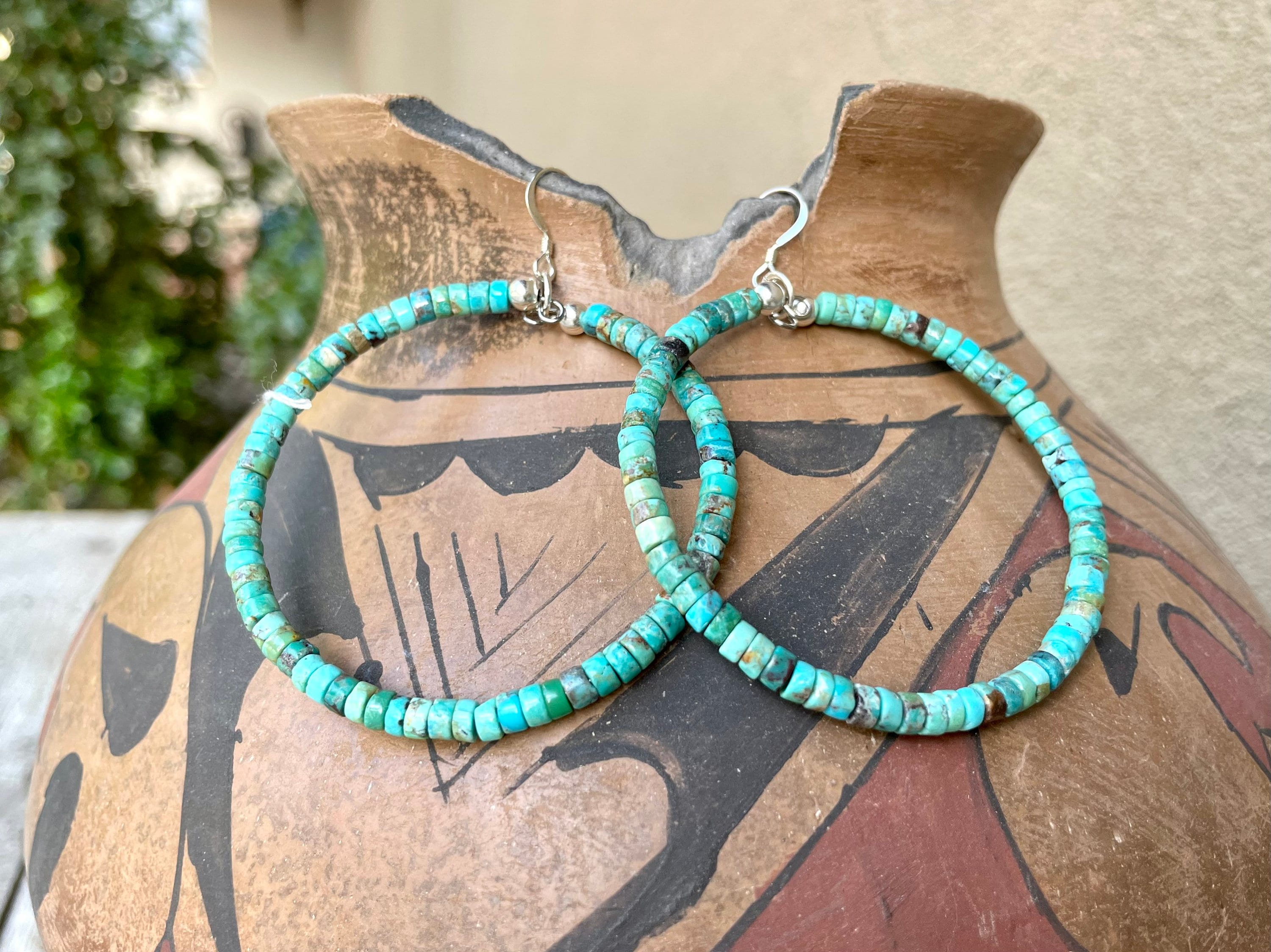 Remarkable Vintage Native American Navajo Turquoise Chunks Heishi Cord Necklace Remarkable Vintage Native American Navajo Turquoise Chunks Heishi Cord Necklace