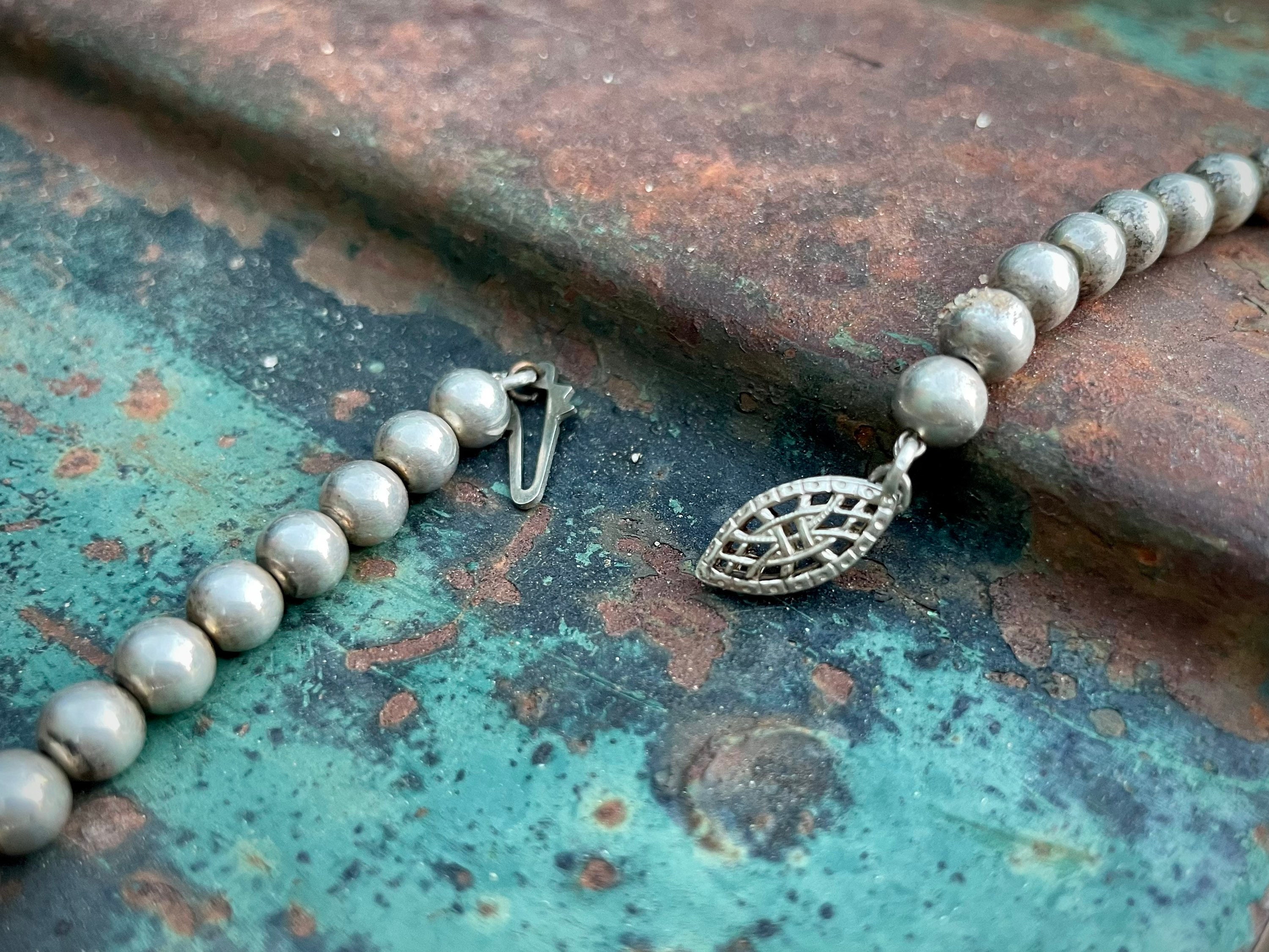 Sterling Silver Lavalier Collar Necklace by Navajo Richard Little