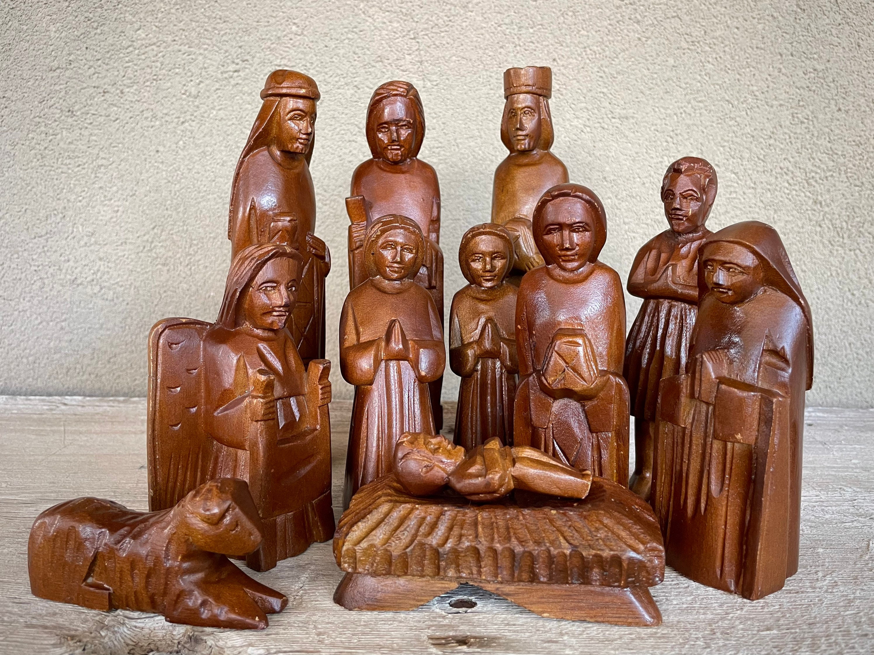 Hand Carved Nativity Scene Statues