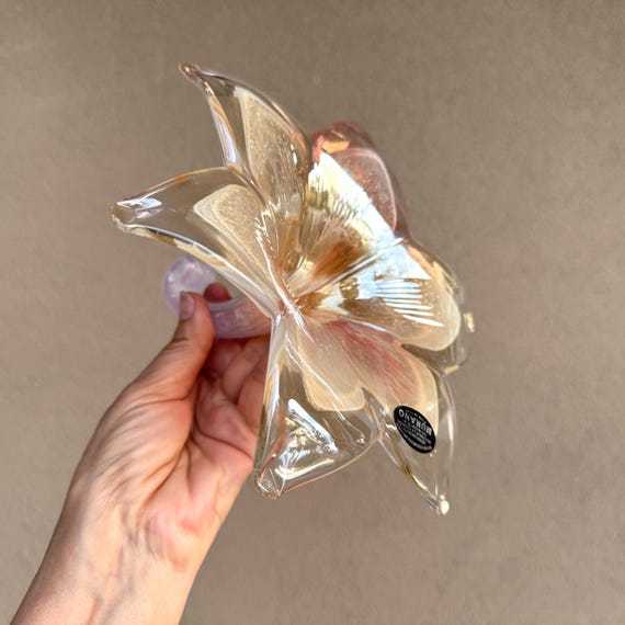 【美品】ムラーノガラス ペーパーウエイト 金彩 花柄 美品】ムラーノガラス ペーパーウエイト 金彩 花柄 Murano Glass