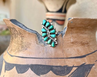 Dainty Vintage Zuni Petit Point Turquoise Ring Size 4.75, Native American Indian Jewelry, Daughter Young Woman Gift Her, Rodeo Cowgirl Style