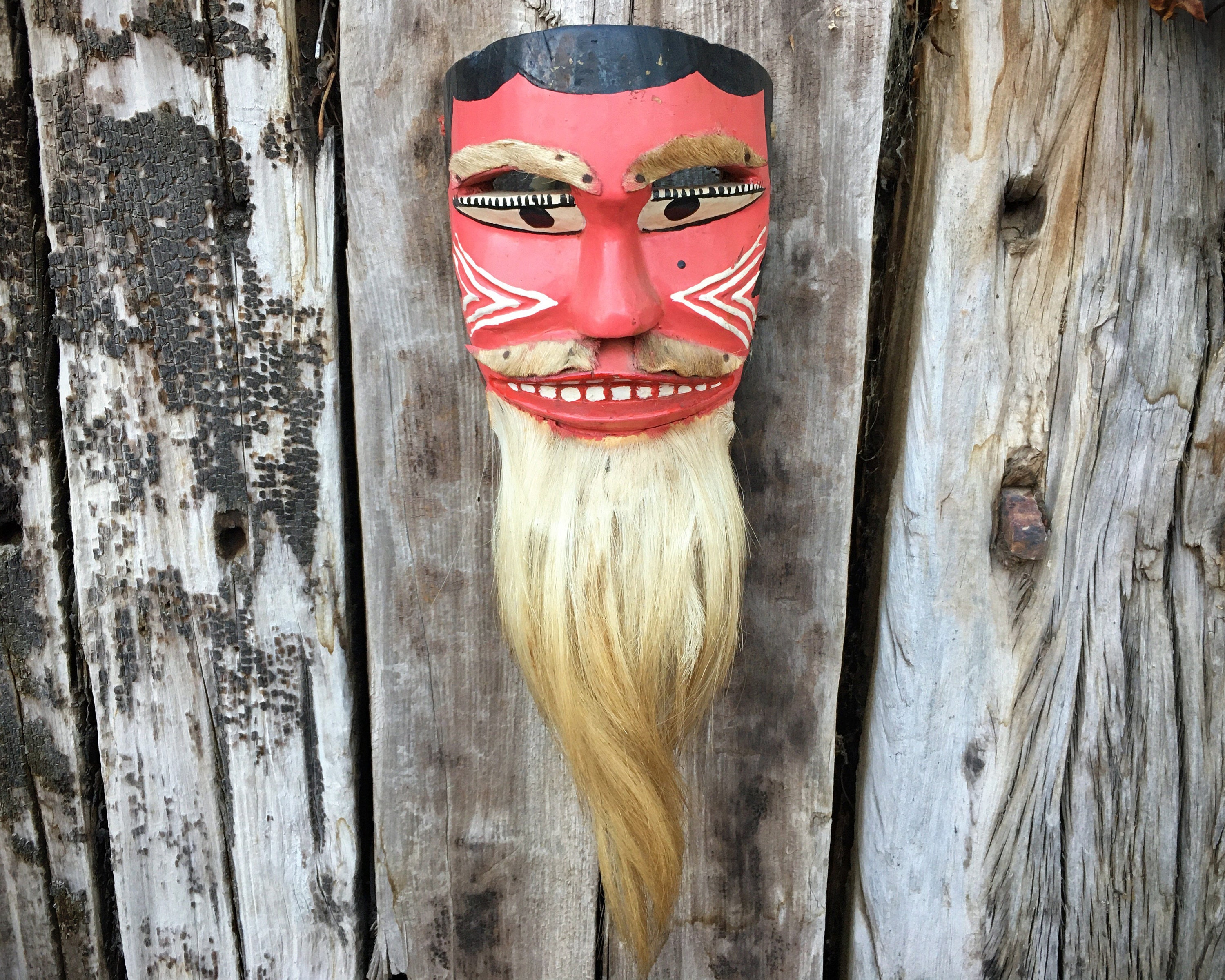 Ethnographic Folk Art Bohemian Wall Hanging Carved and Painted Wood