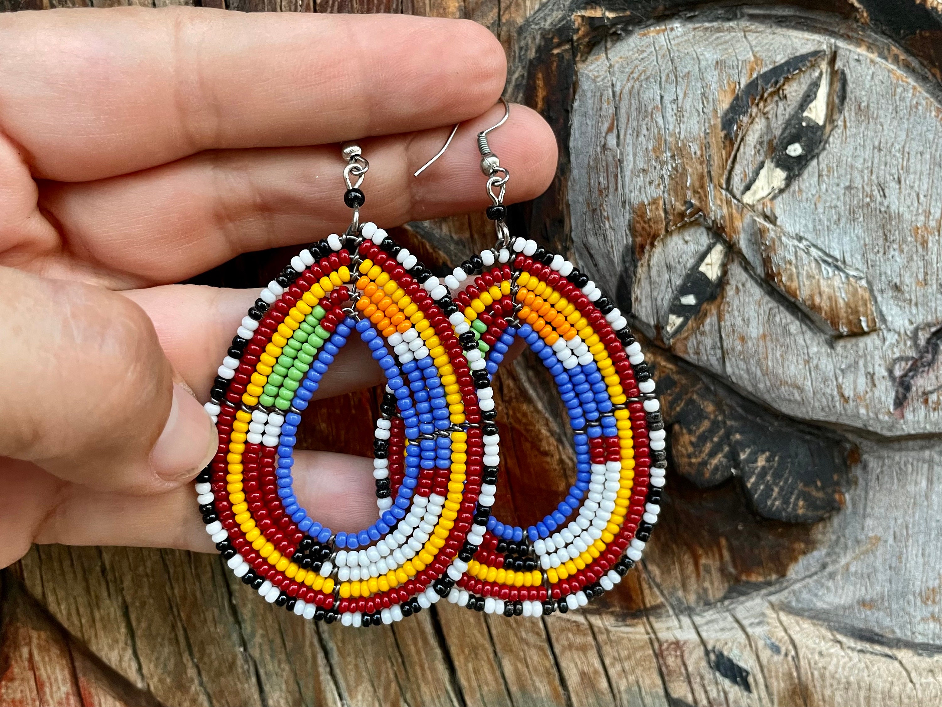 Silver Seed Bead Hoop Earrings