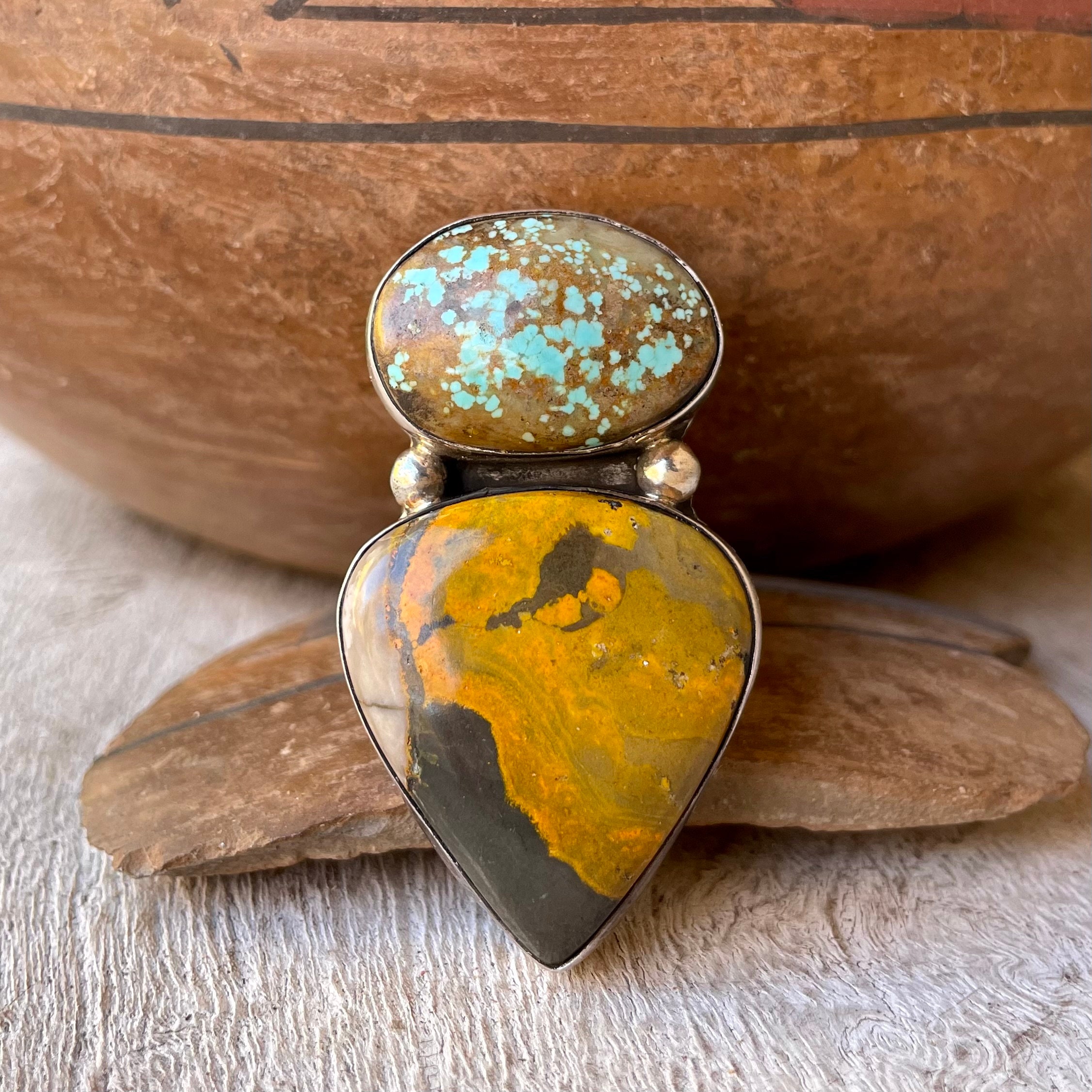 Massive San Felipe Bumble Bee Jasper Sterling Silver Ring Massive San Felipe Bumble Bee Jasper Sterling Silver Ring