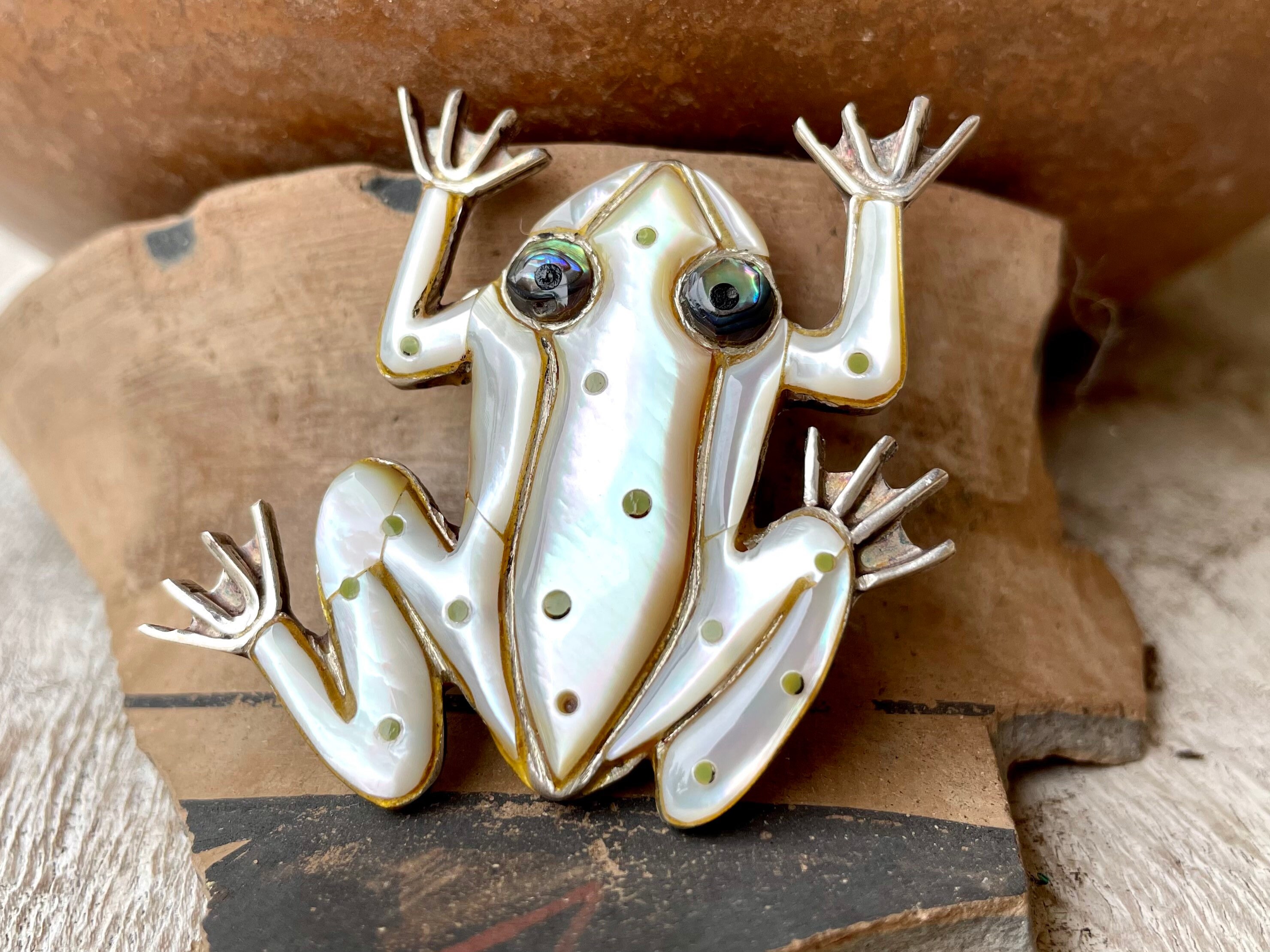 Fabulous Toad Native American Navajo Mother Of Pearl Sterling Silver Frog Pin Fabulous Toad Native American Navajo Mother Of Pearl Sterling Silver Frog Pin