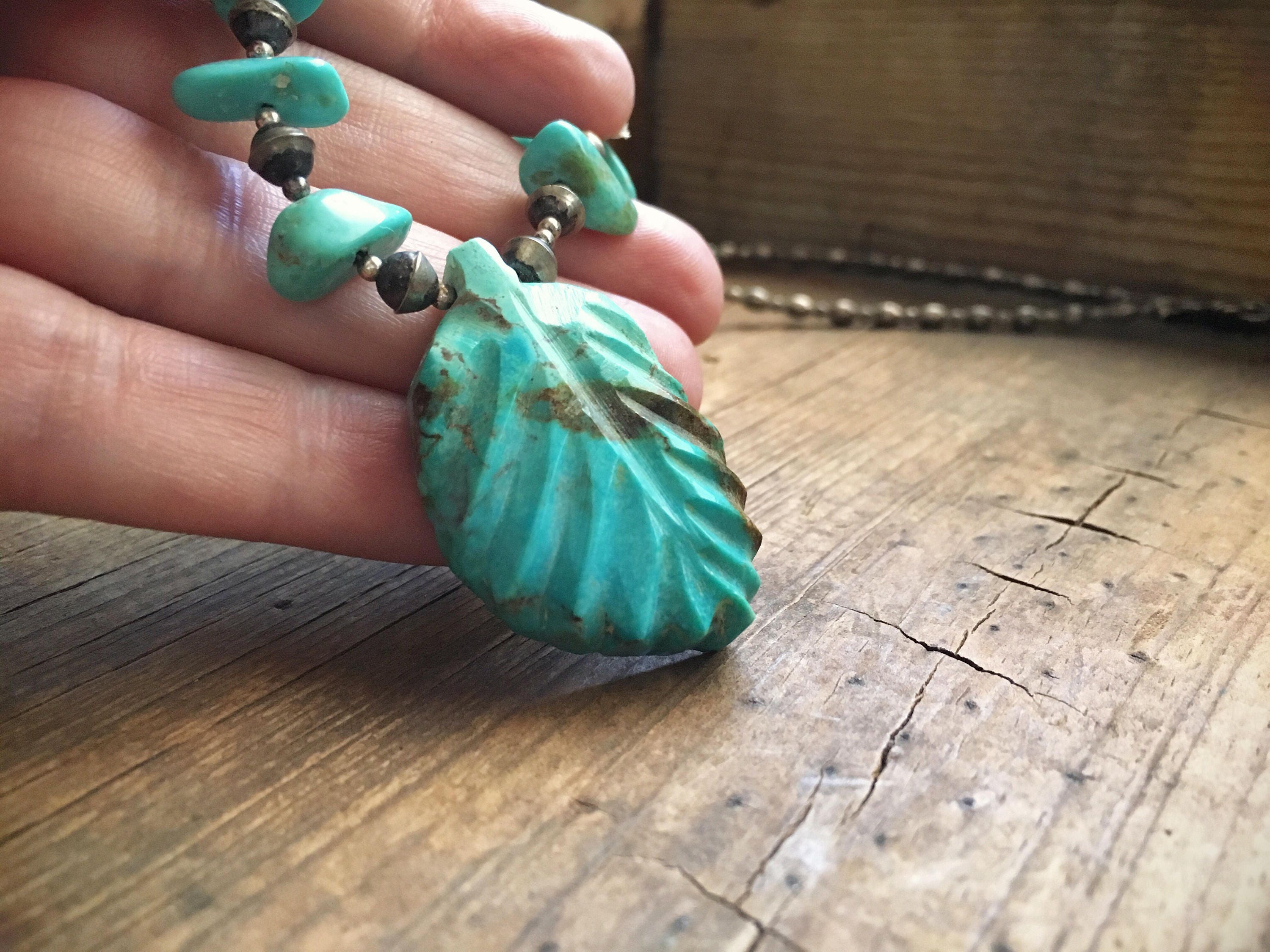 Hand Carved Turquoise Necklace Hand Carved Turquoise Necklace