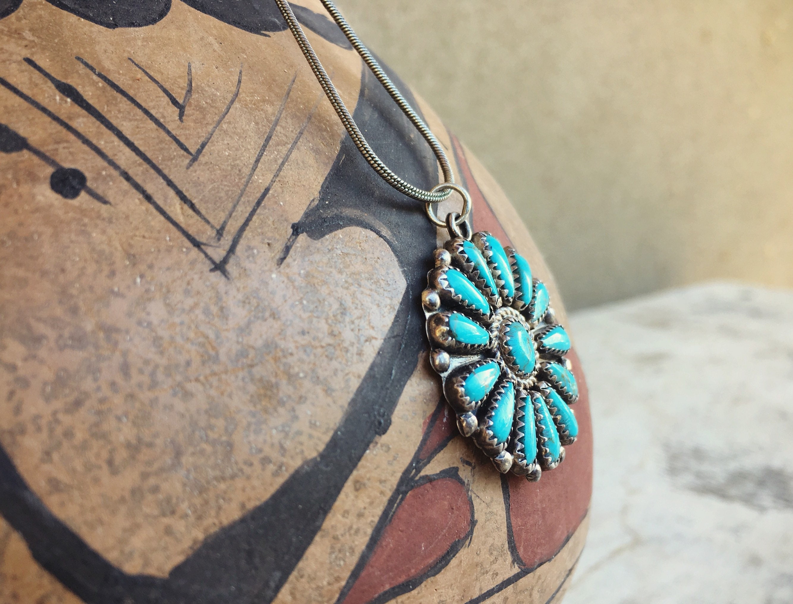 Turquoise Pendant Necklace for Women Native American Indian Jewelry