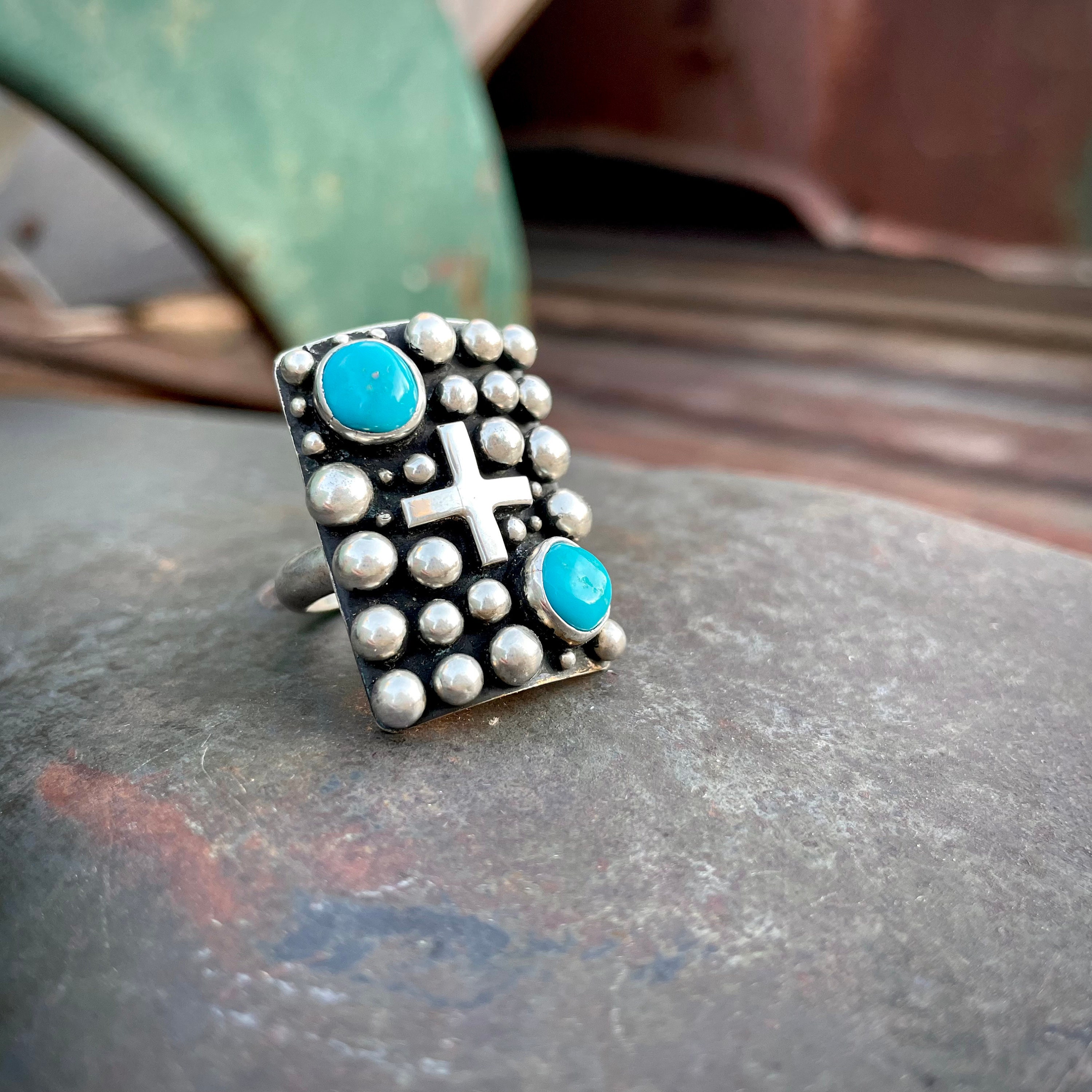 Superb Navajo Sterling Silver Cross Ring Native American Superb Navajo Sterling Silver Cross Ring Native American