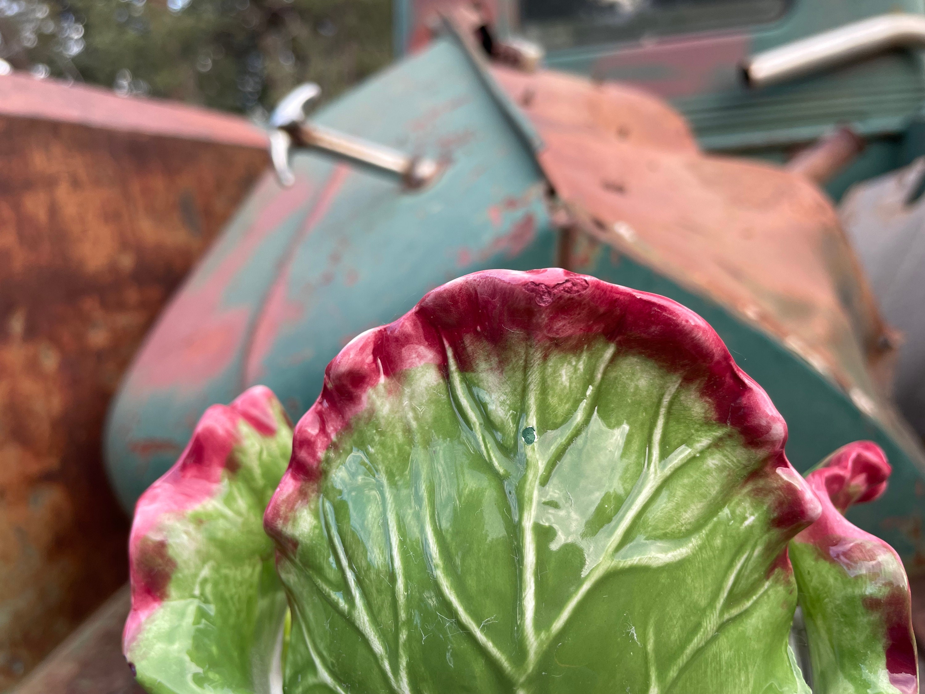 Vintage Red Leaf Lettuce Kale Shaped Teapot by Jay Willfred for Andrea