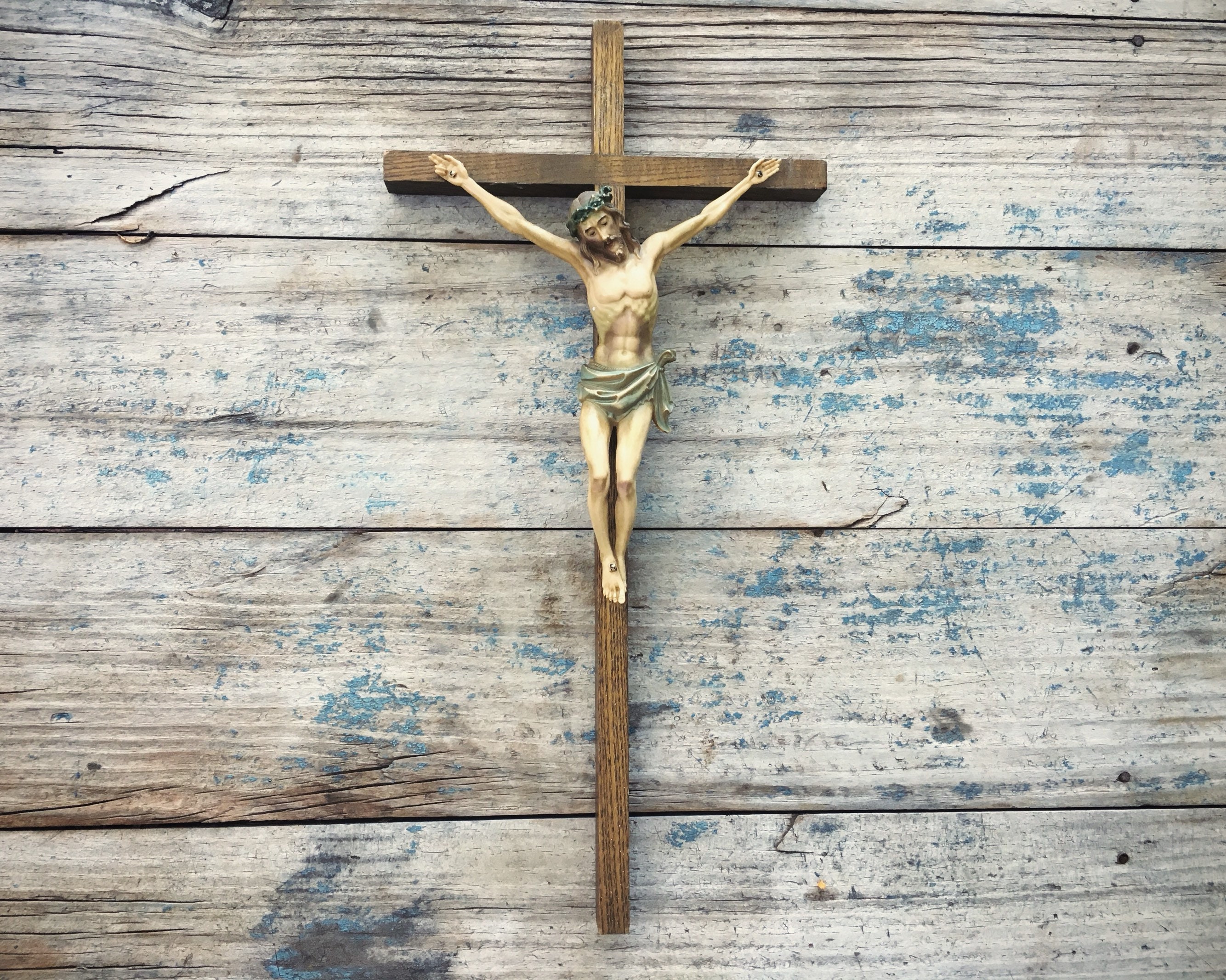 Vintage Wall Crucifix Religious Home Decor, Wooden Crucifix Wall