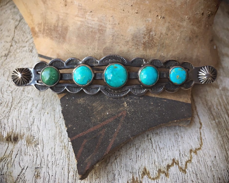 Fred Harvey Era Vintage Turquoise Brooch Pin for Woman, Native
