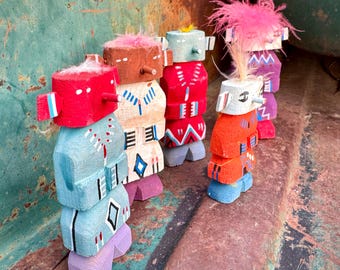 Vintage Lot of Five Small Souvenir Kachinas, Route 66 Curio Shop Style