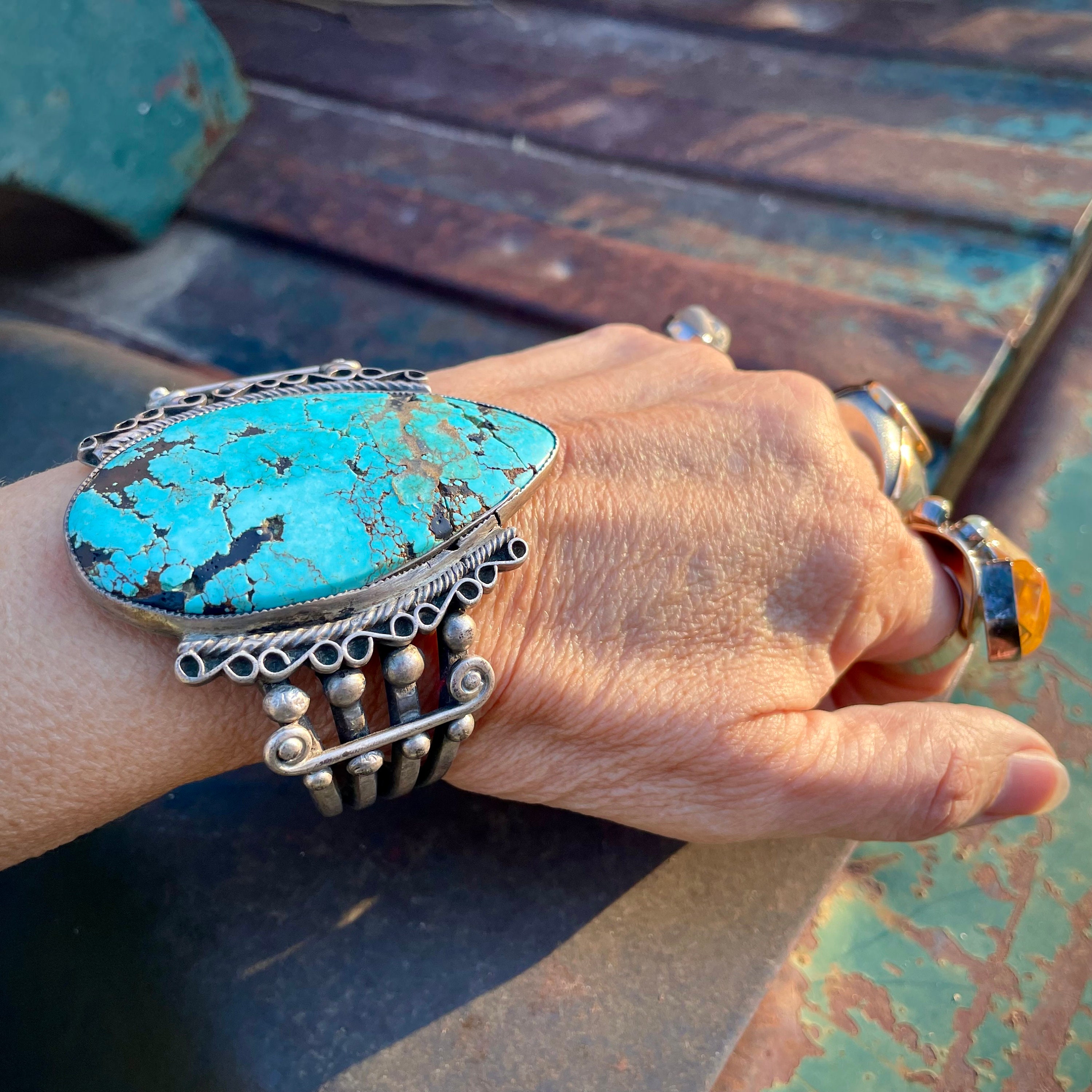 Huge Detailed Vintage Native American Jewelry Navajo Sterling Silver Story Woman Bracelet Cuff Huge Detailed Vintage Native American Jewelry Navajo Sterling Silver Story Woman Bracelet Cuff