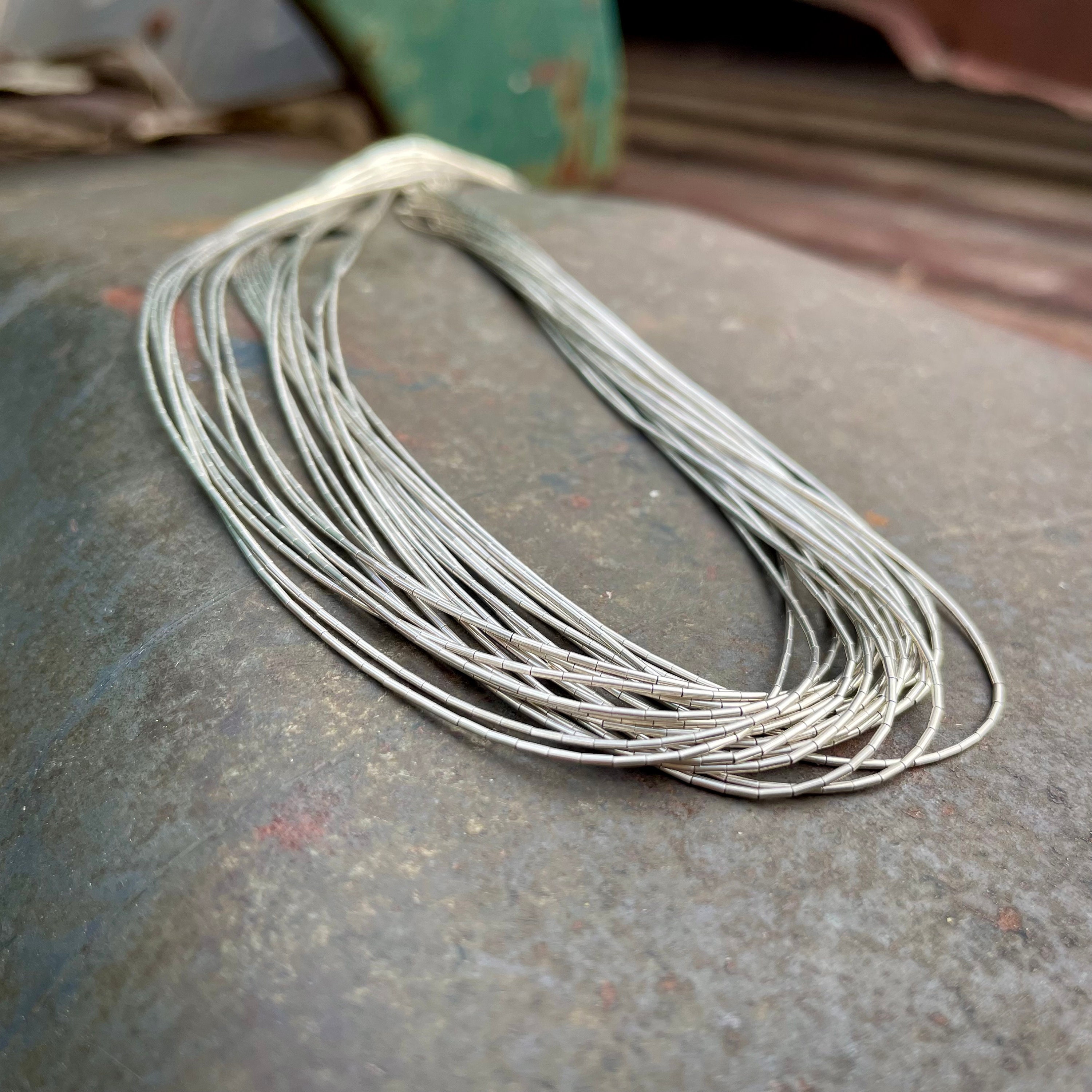 Remarkable Vintage Native American Navajo Sterling Silver Tubule Turquoise Necklace Remarkable Vintage Native American Navajo Sterling Silver Tubule Turquoise Necklace