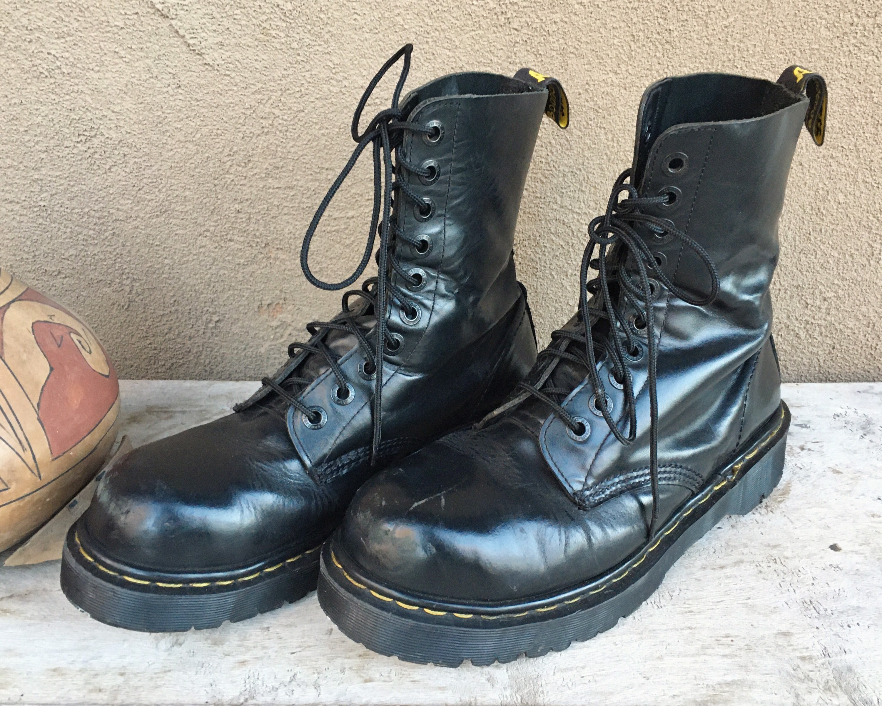 Made in England Dr Martens (UK Size 9) Men's Black Leather Combat Boot ...