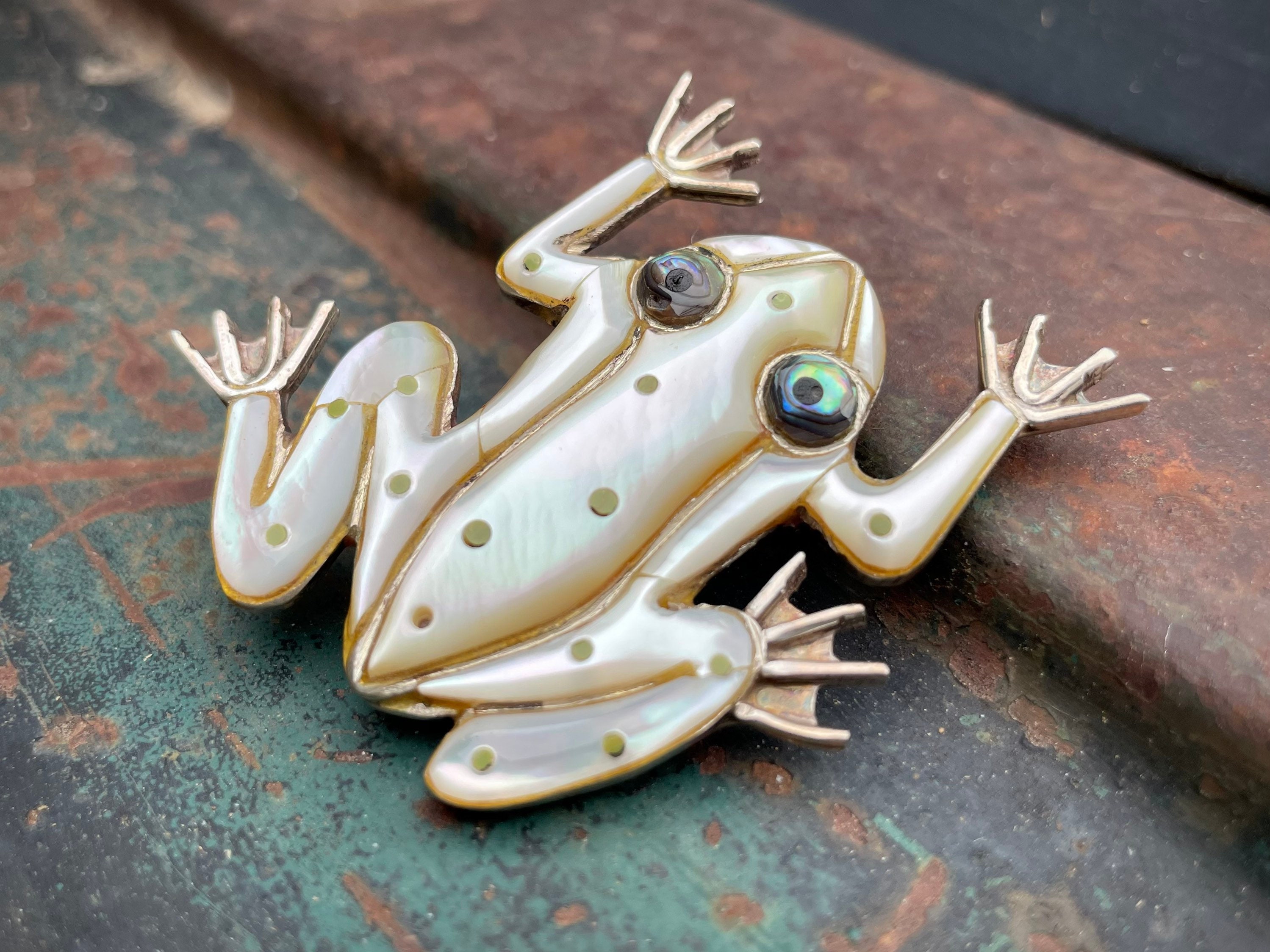 Fabulous Toad Native American Navajo Mother Of Pearl Sterling Silver Frog Pin Fabulous Toad Native American Navajo Mother Of Pearl Sterling Silver Frog Pin