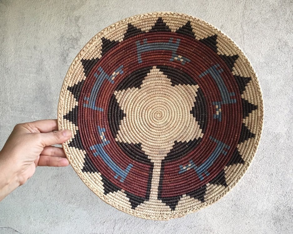 Shallow Woven Basket Bohemian Basket Gallery Wall, Southwestern Decor