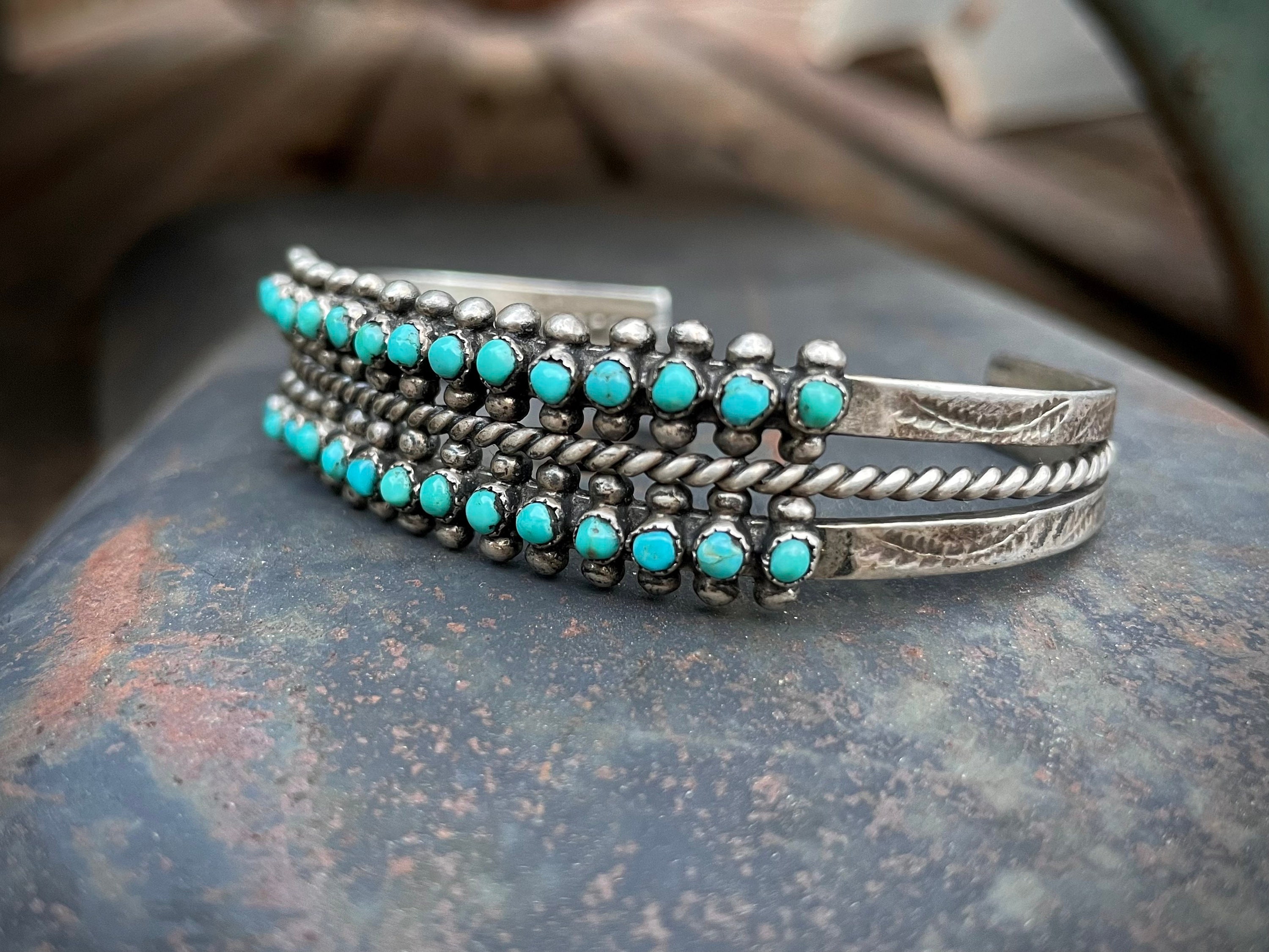 Fred Harvey Era Two Row Zuni Snake Eye Turquoise Cuff Bracelet, Vintage Native American Jewelry Fred Harvey Era Two Row Zuni Snake Eye Turquoise Cuff Bracelet, Vintage Native American Jewelry