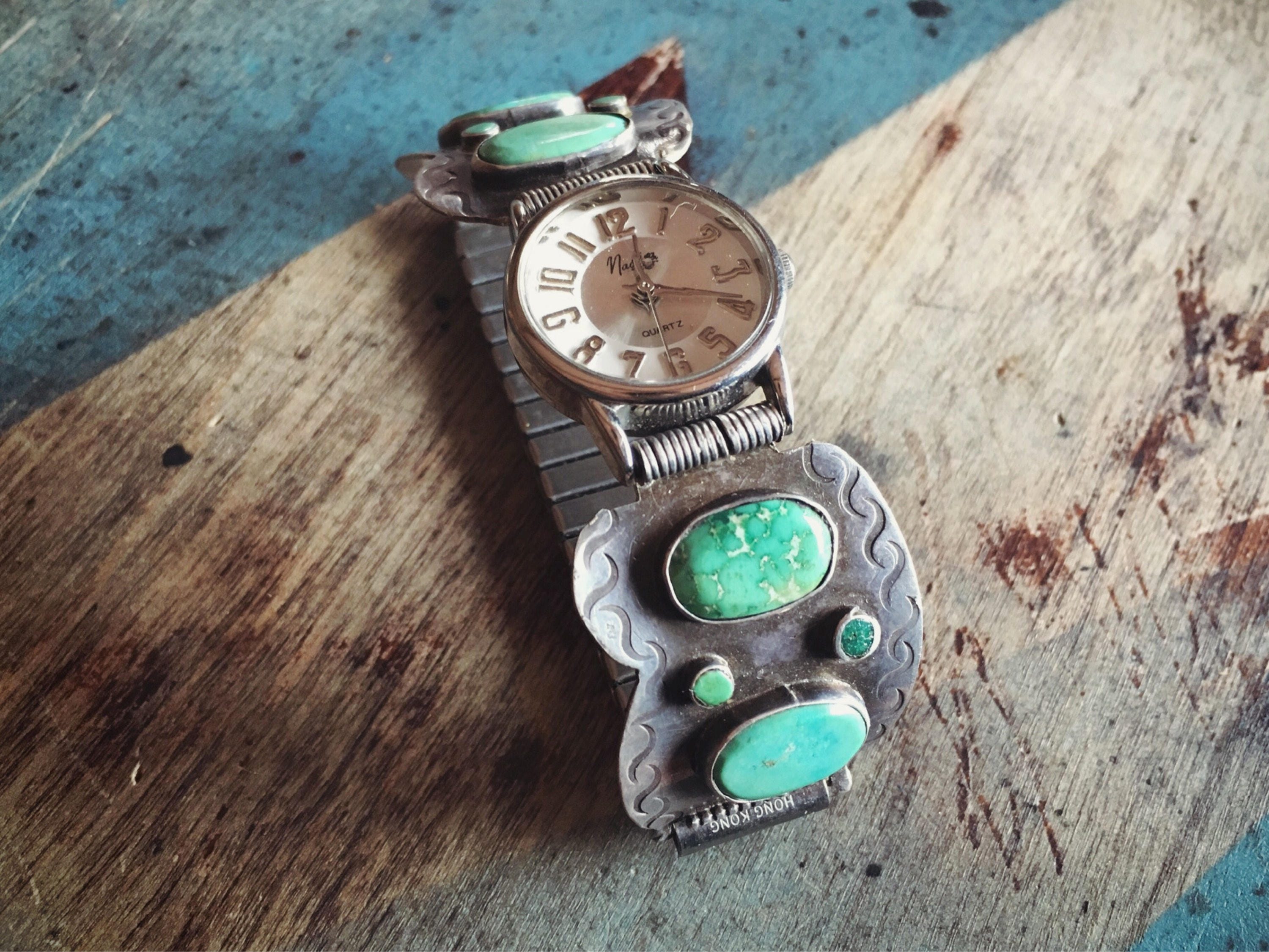Fred Harvey Era Turquoise Watch Band with Vintage Watch for Women
