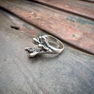 Vintage Sterling Silver Sculptural Tendrils Ring Size 8, Organic Look