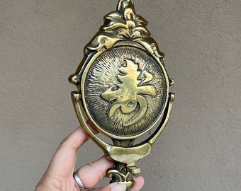 Vintage Brass Door Knocker with Chinese Character, Chinoiserie Home Decor, Architectural Salvage