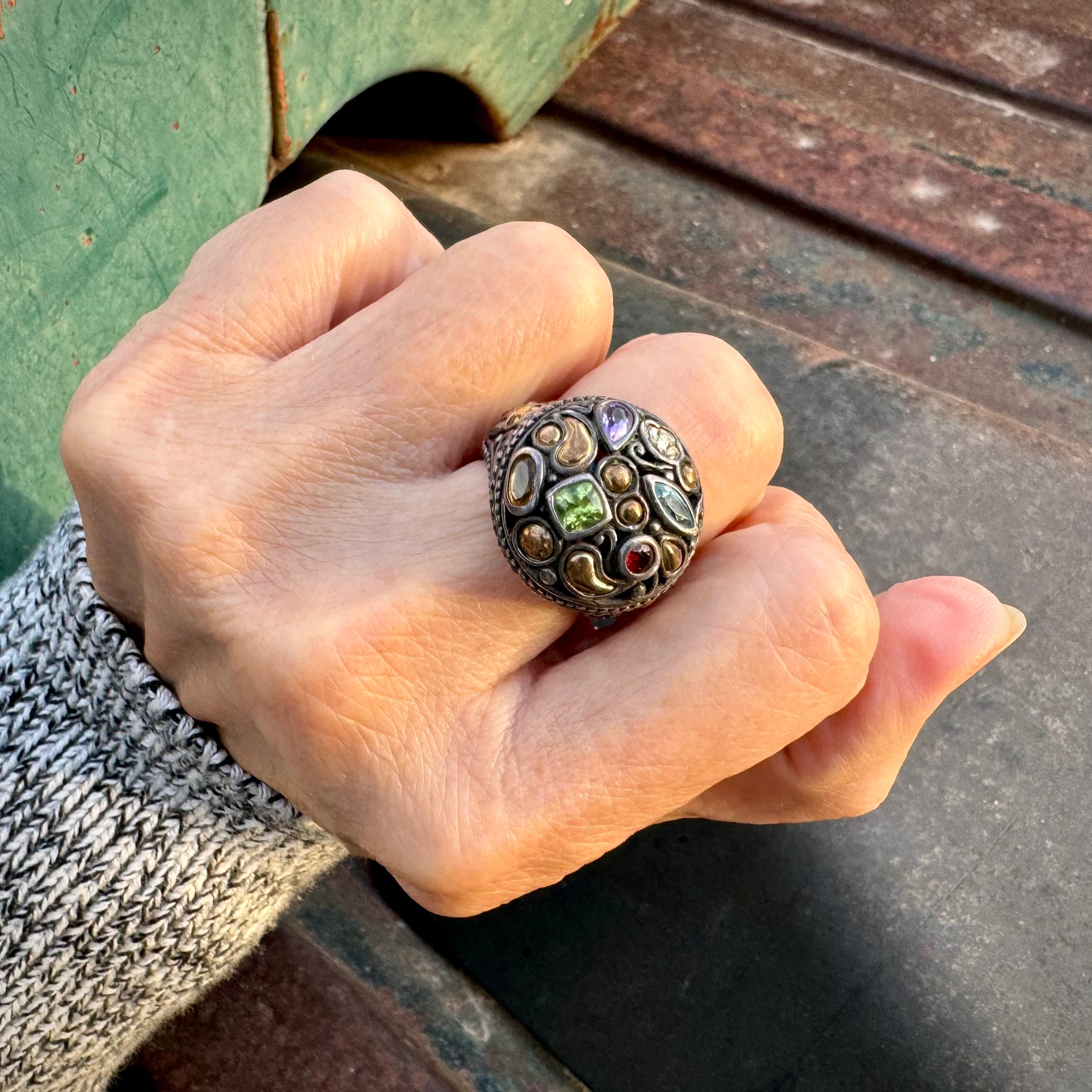 Vintage Samuel J. Benham 18K Gold and Sterling Silver Multi