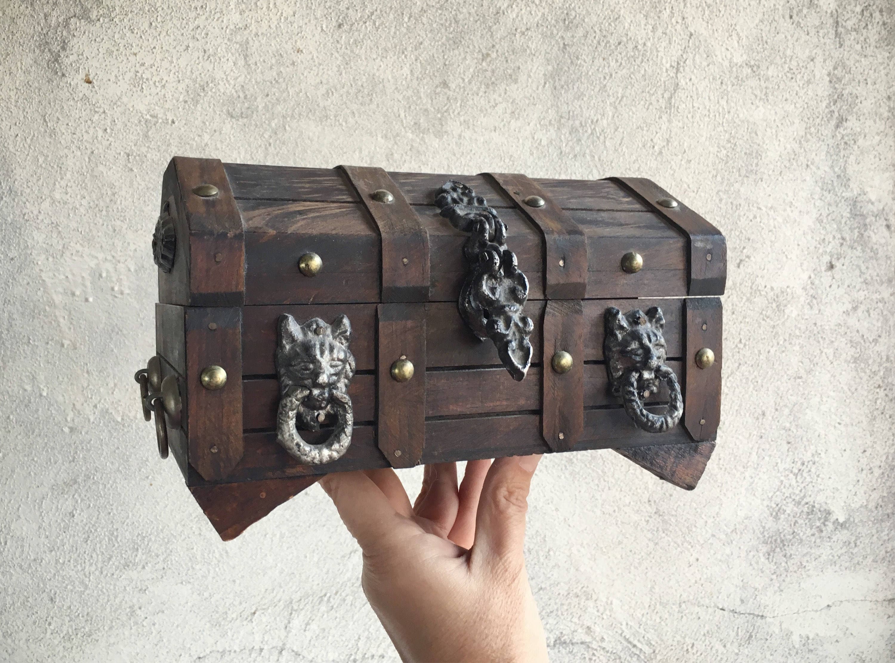 Wooden Treasure Chest Jewelry Box No Lining, Mens Jewelry Box Humpback Chest  Pirate Chest