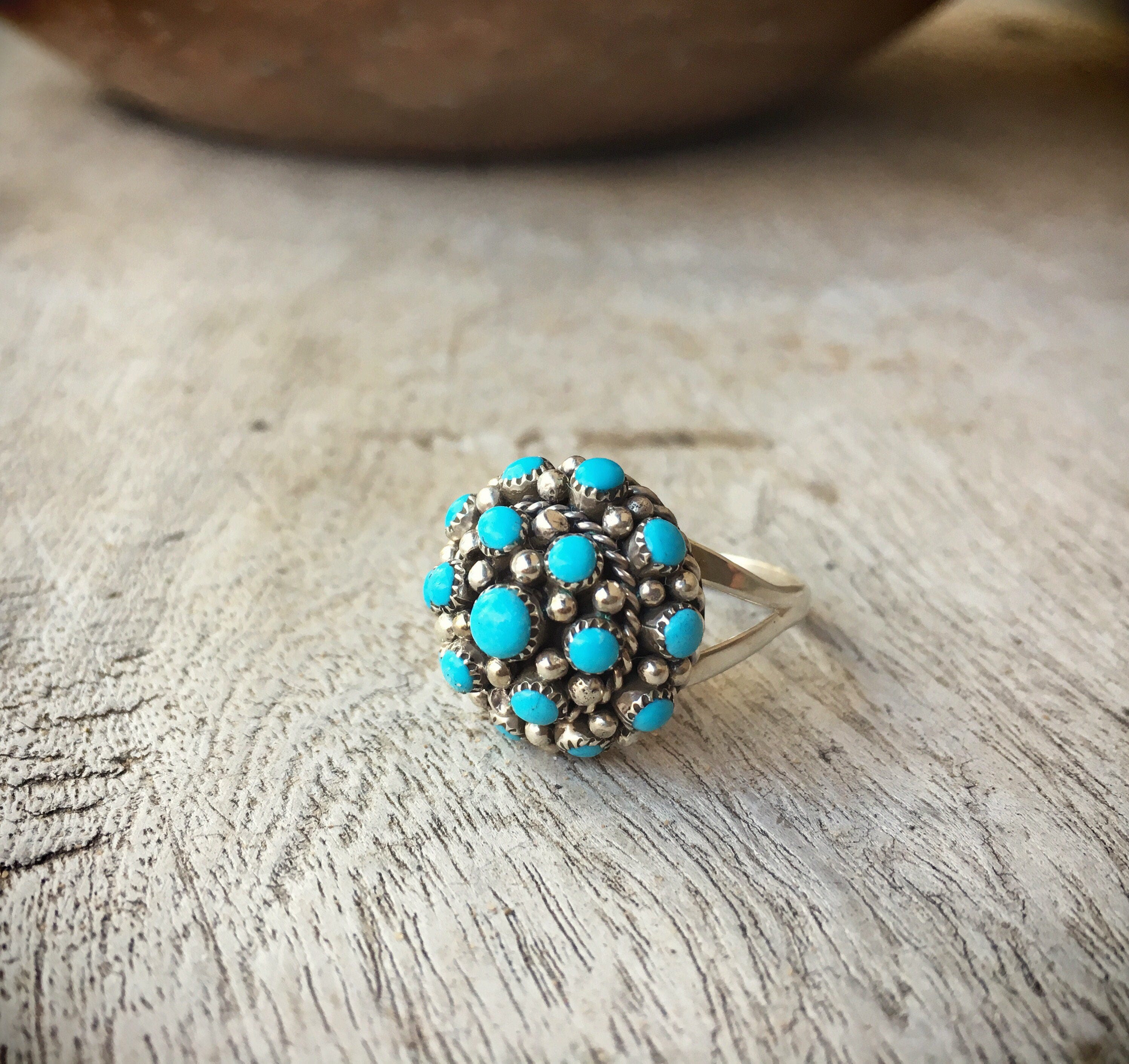 Turquoise Ring Women Size 7.5 Zuni Jewelry, Native American Ring