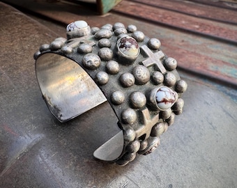 Navajo Chimney Butte Sterling Silver "Wild Horse" Cuff Bracelet Size 6.25, Heavy 121g