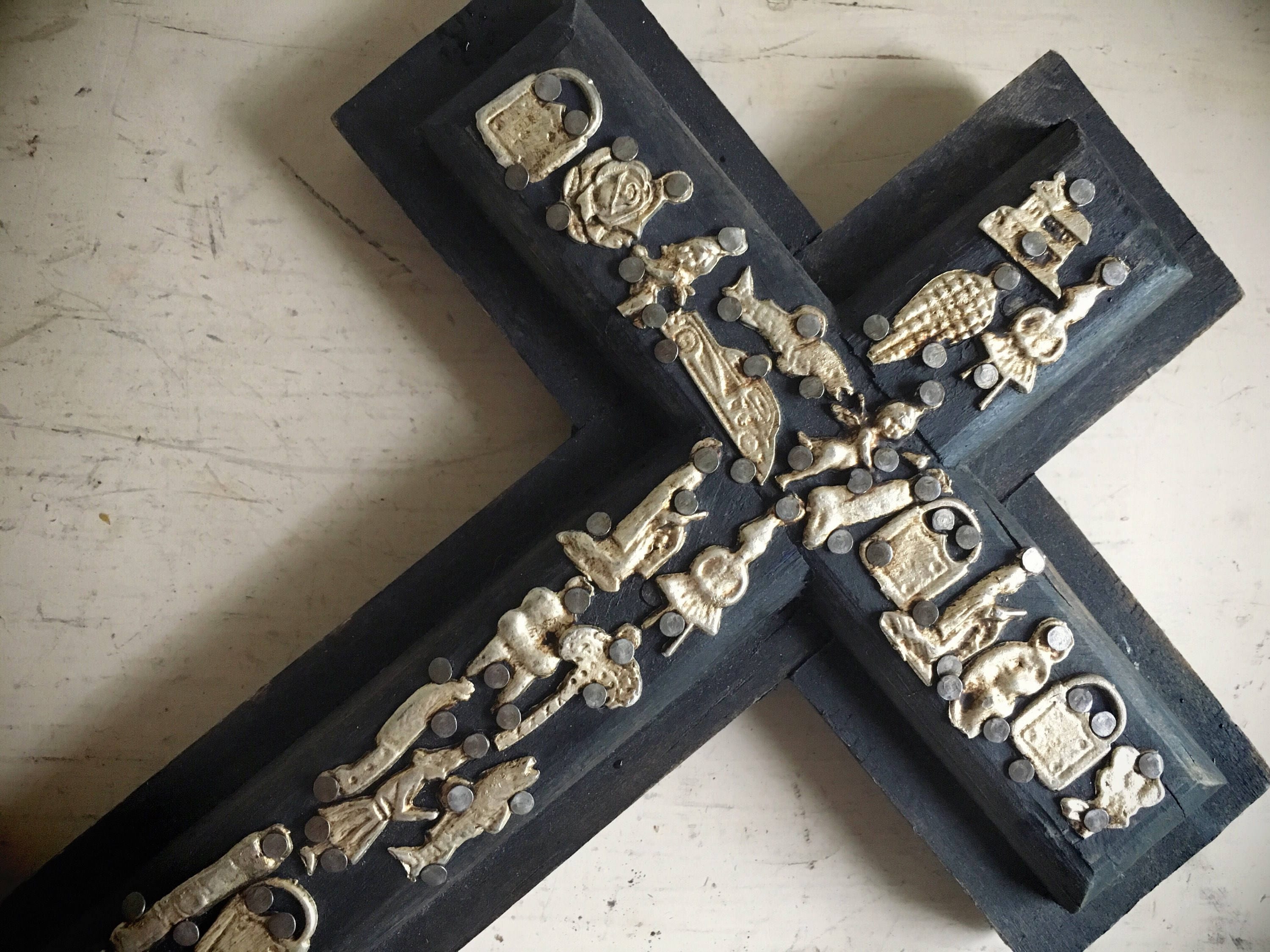 Vintage miracle milagro cross Mexican folk art amulets lucky charms talisman religious medals