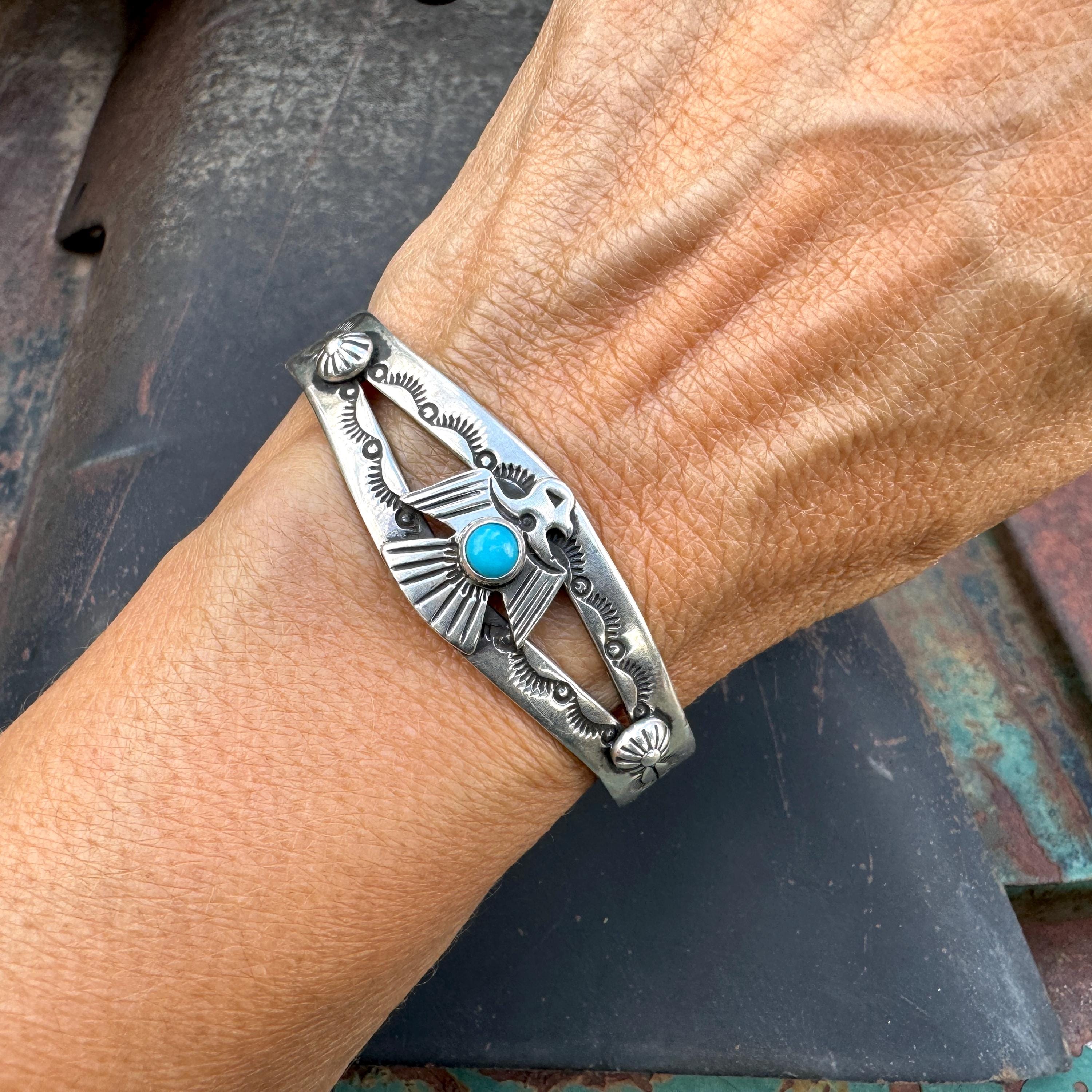 Navajo Andy Cadman Sterling Silver Turquoise Thunderbird Navajo Andy Cadman Sterling Silver Turquoise Thunderbird
