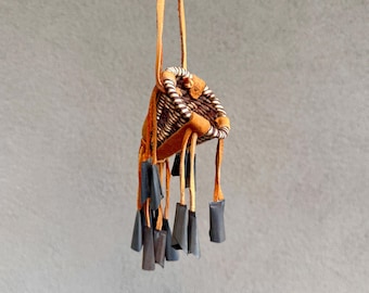 Miniature Apache Burden Basket Wall Hanging, Vintage Southwestern Decor, Take Away Worries