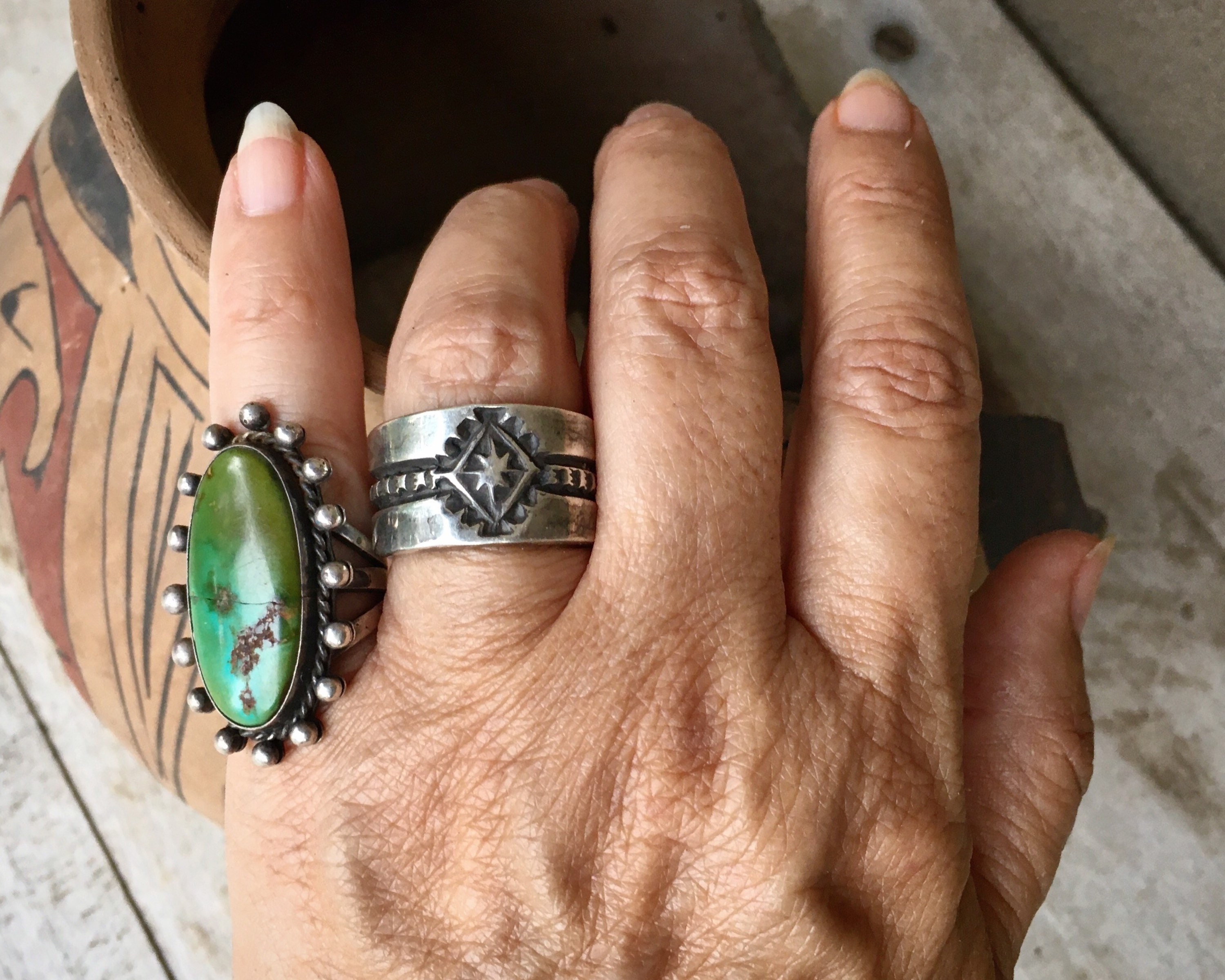 Navajo Elvira Bill Stamped Sterling Silver Cigar Band Ring Navajo Elvira Bill Stamped Sterling Silver Cigar Band Ring