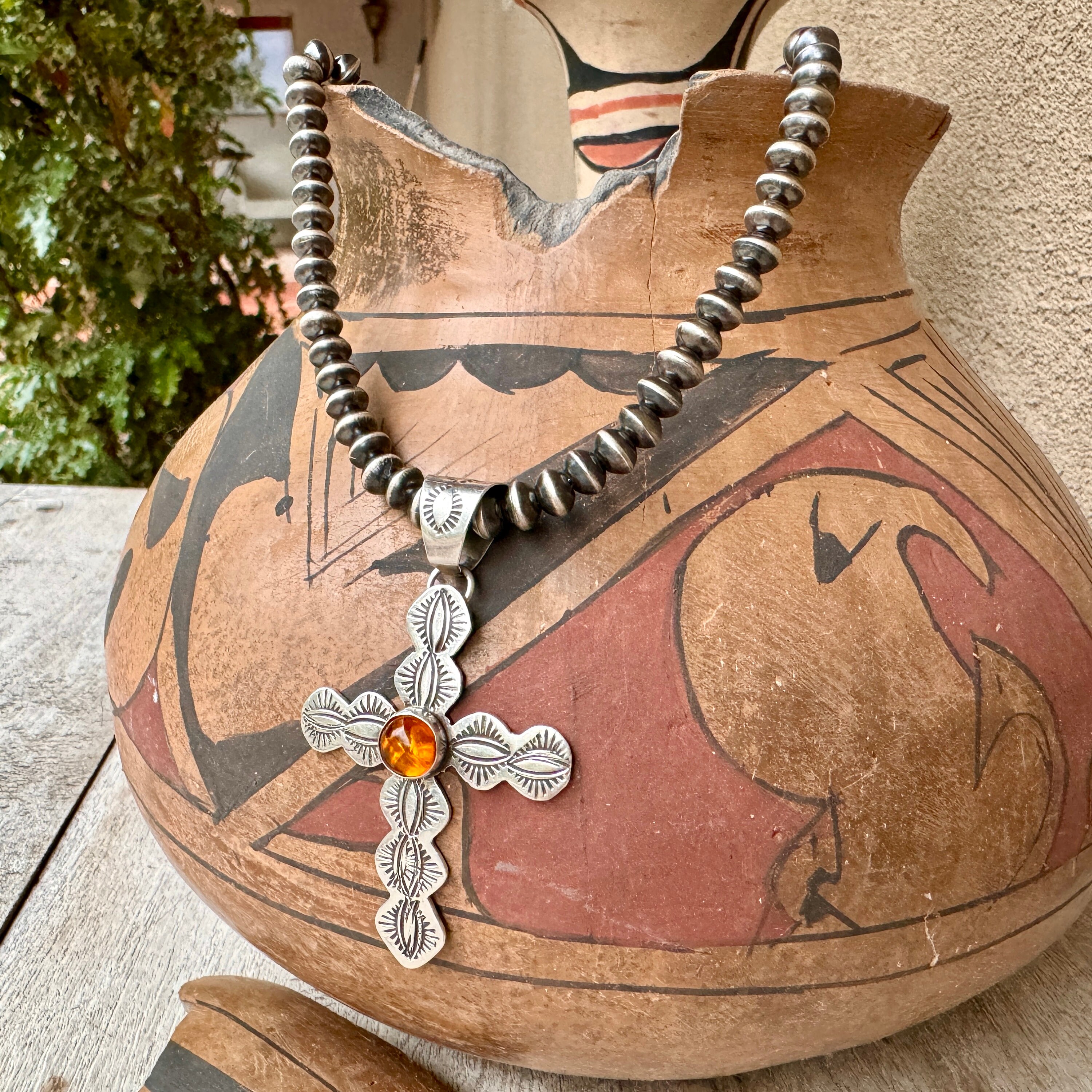 Amber cross necklace deals