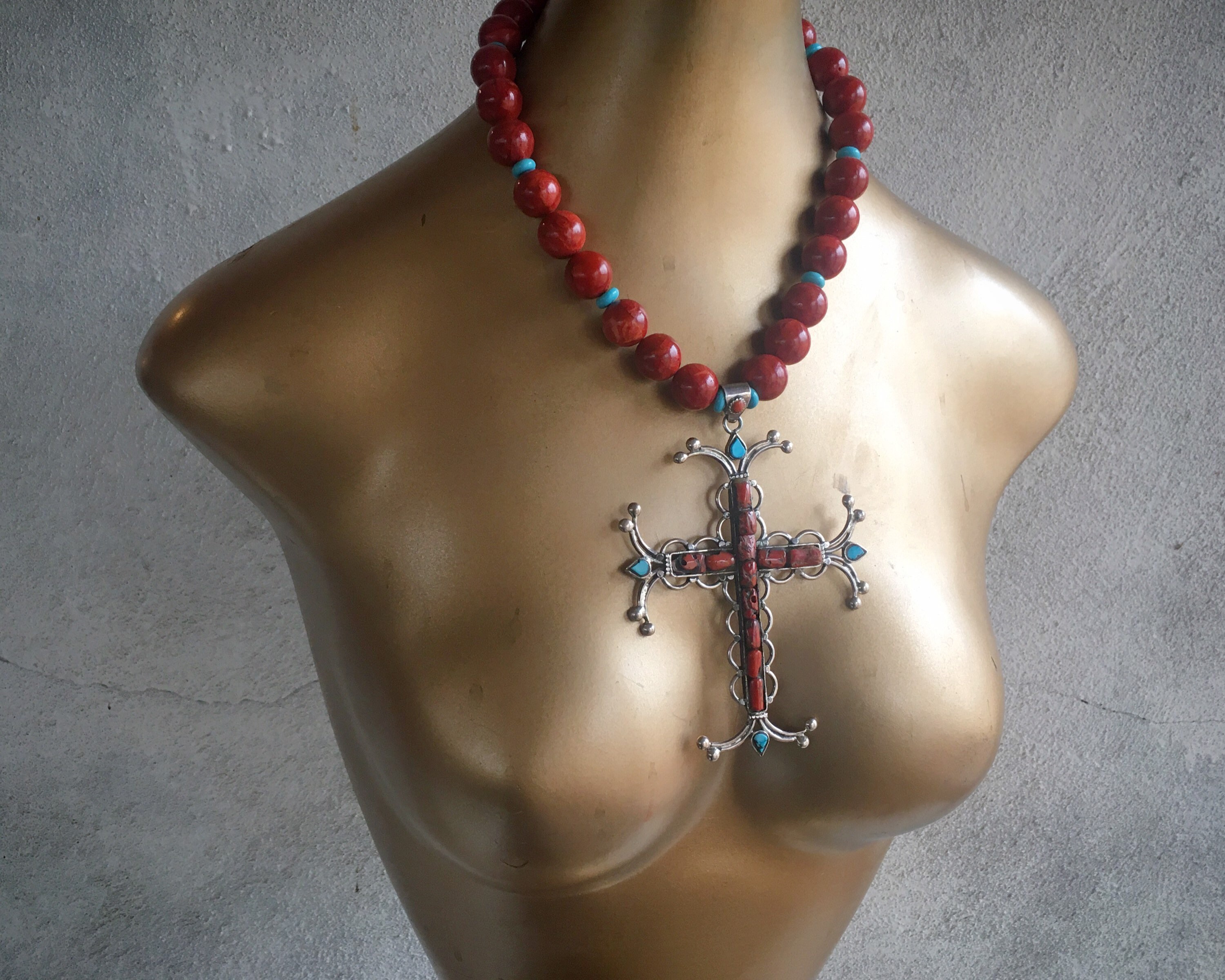 Native american outlet beaded cross necklace