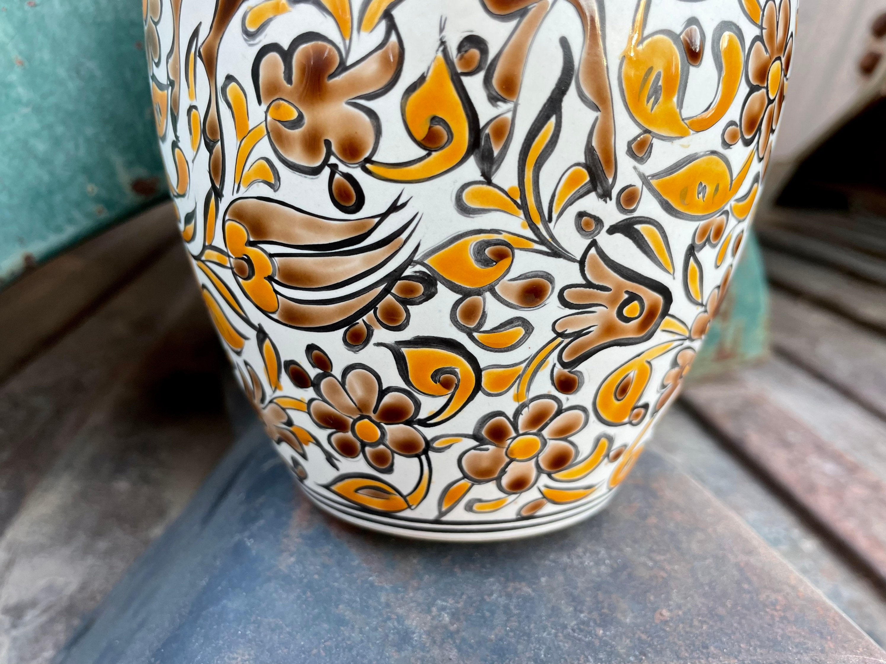 1970s Greek Ceramic Vase of Stag by Neofitou Keramik Pottery Greece