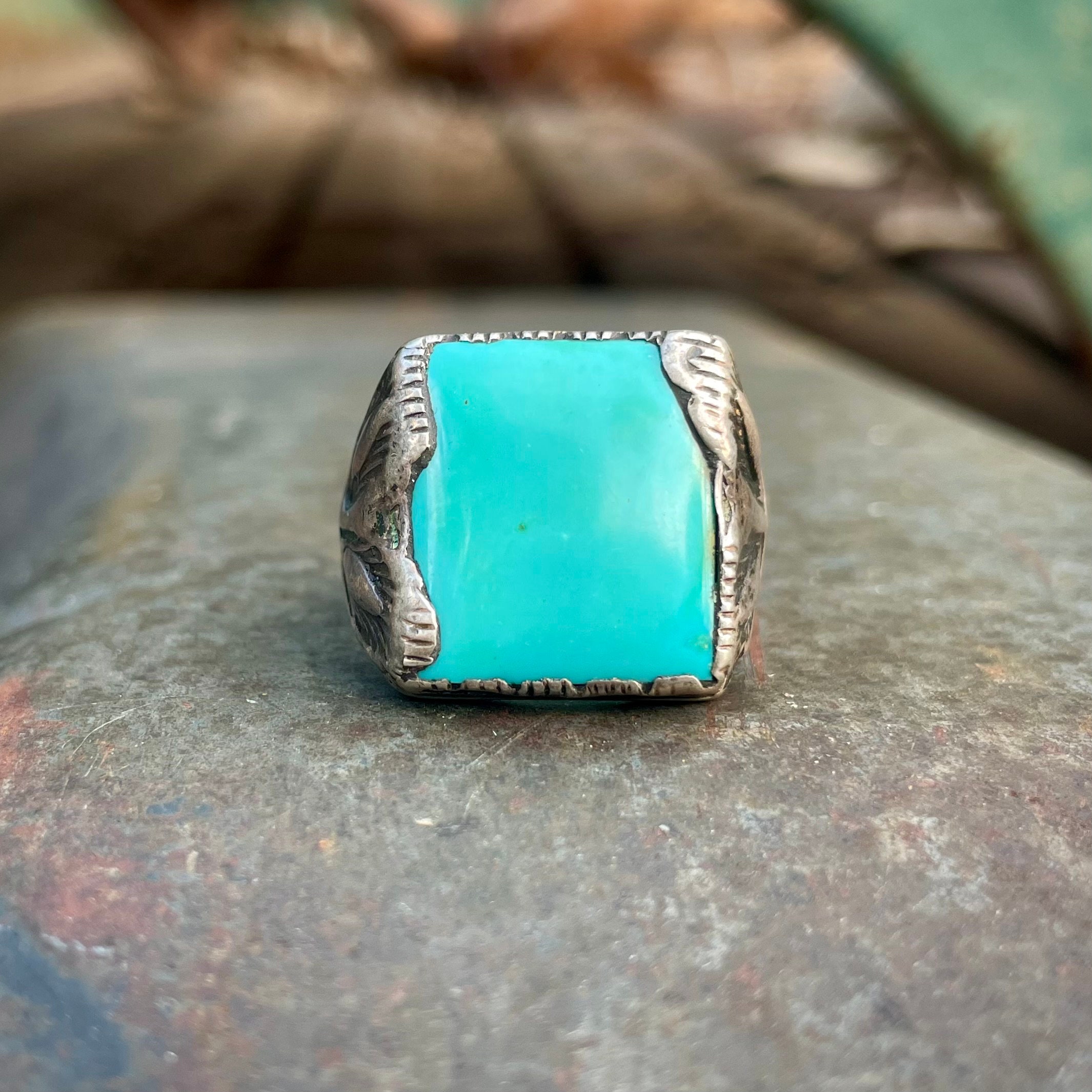 Falcon Jewelry Real Natural Arizona Turquoise Gemstone Ring, Men Ring,  Sterling Silver Ring|Amazon.com