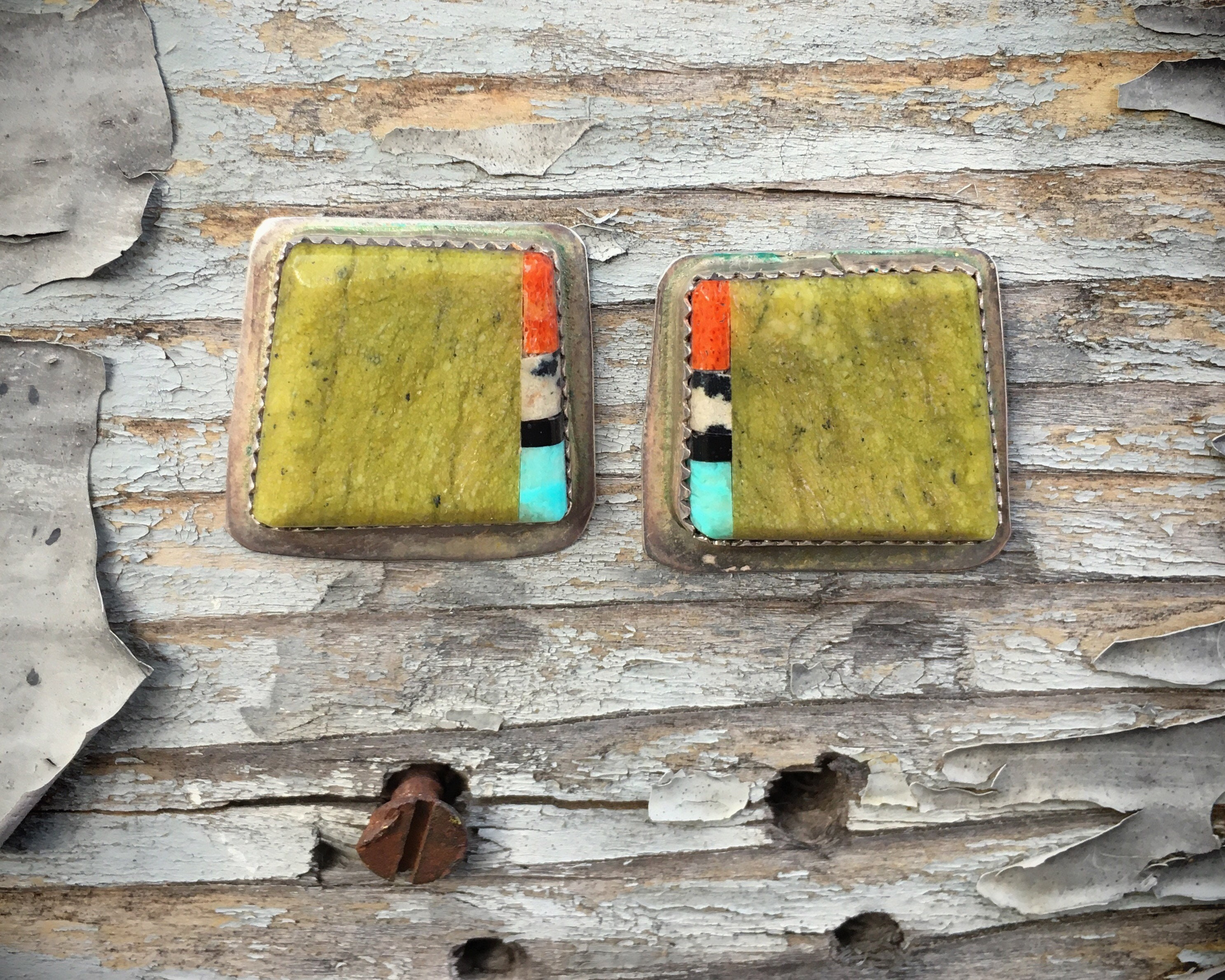 One Of The Most Detailed Vintage Native American Navajo Green Turquoise Sterling Silver Earrings One Of The Most Detailed Vintage Native American Navajo Green Turquoise Sterling Silver Earrings
