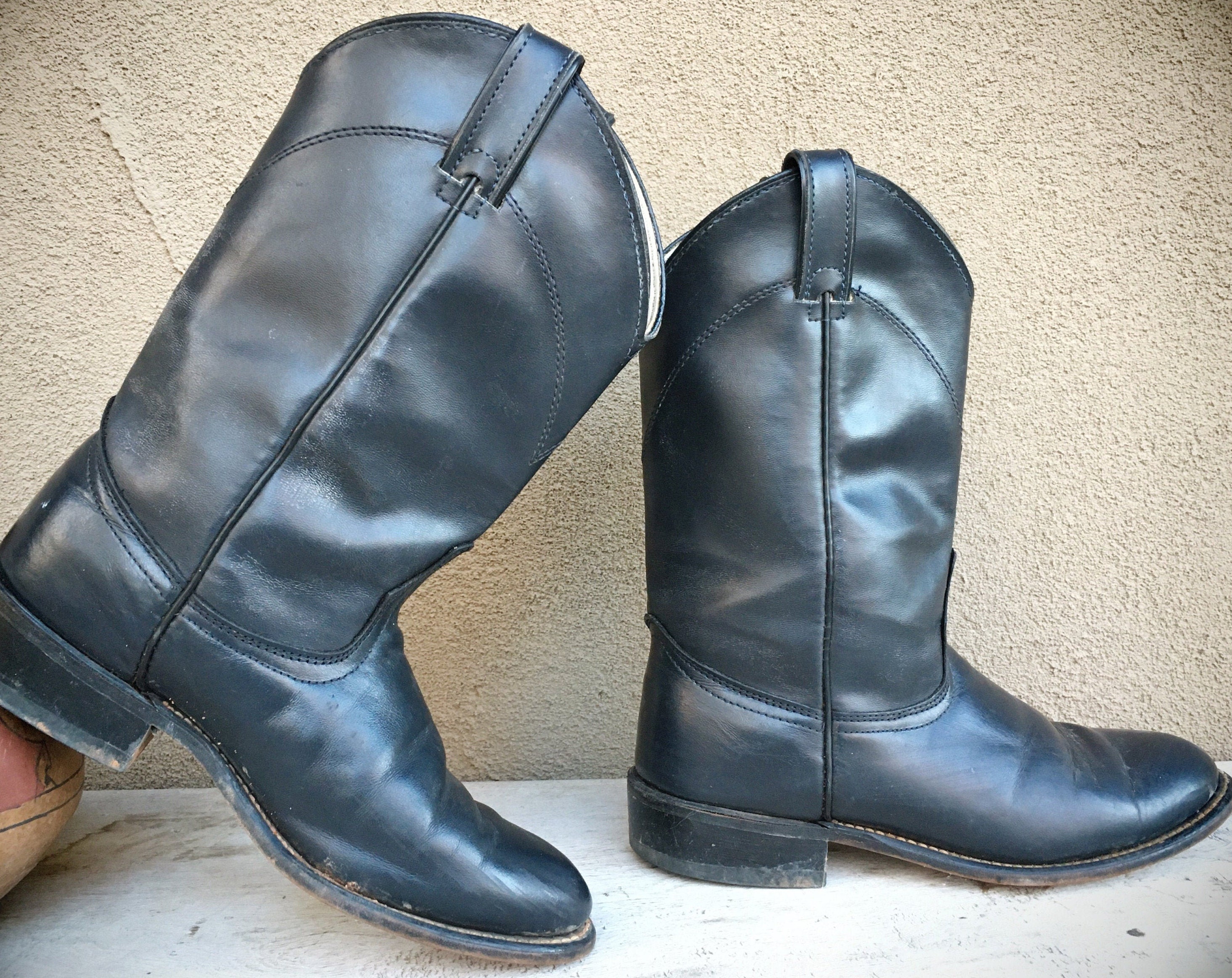 Very Dark Blue Cowboy Boots Women's Size 7.5 (Run Small) Roper Cowgirl Fashion, Round Toe