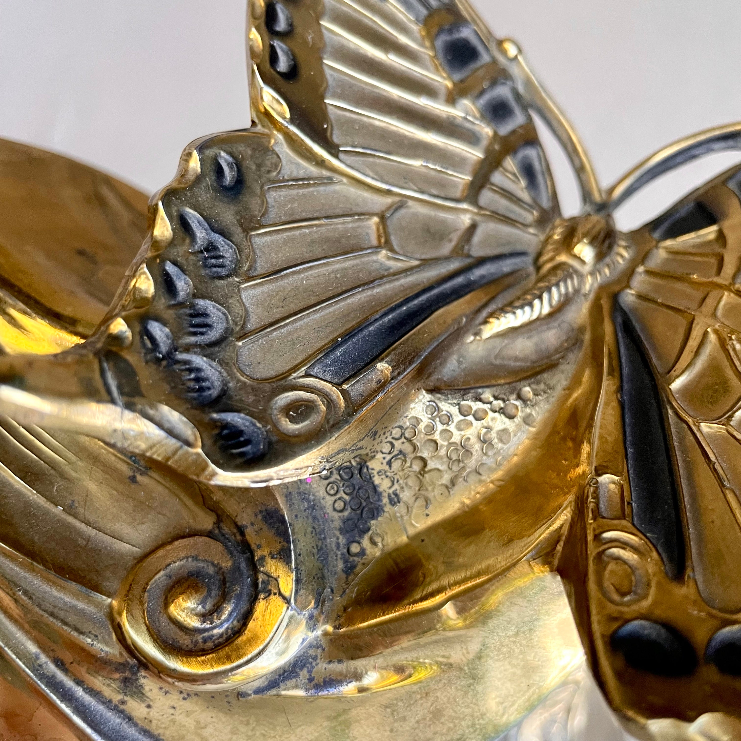 Brass Plated Hand Cast Butterfly Bookends Philadelphia Mfg Co, Art Nouveau  Old World Decor