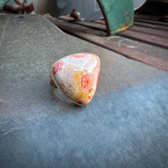 Simple Sterling Silver Agate Ring Approx Size 8, … - image 11