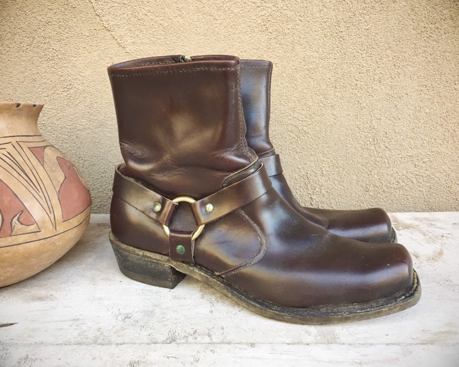Vintage Men's or Women's Short Boot Brown Leather 1980s Thom