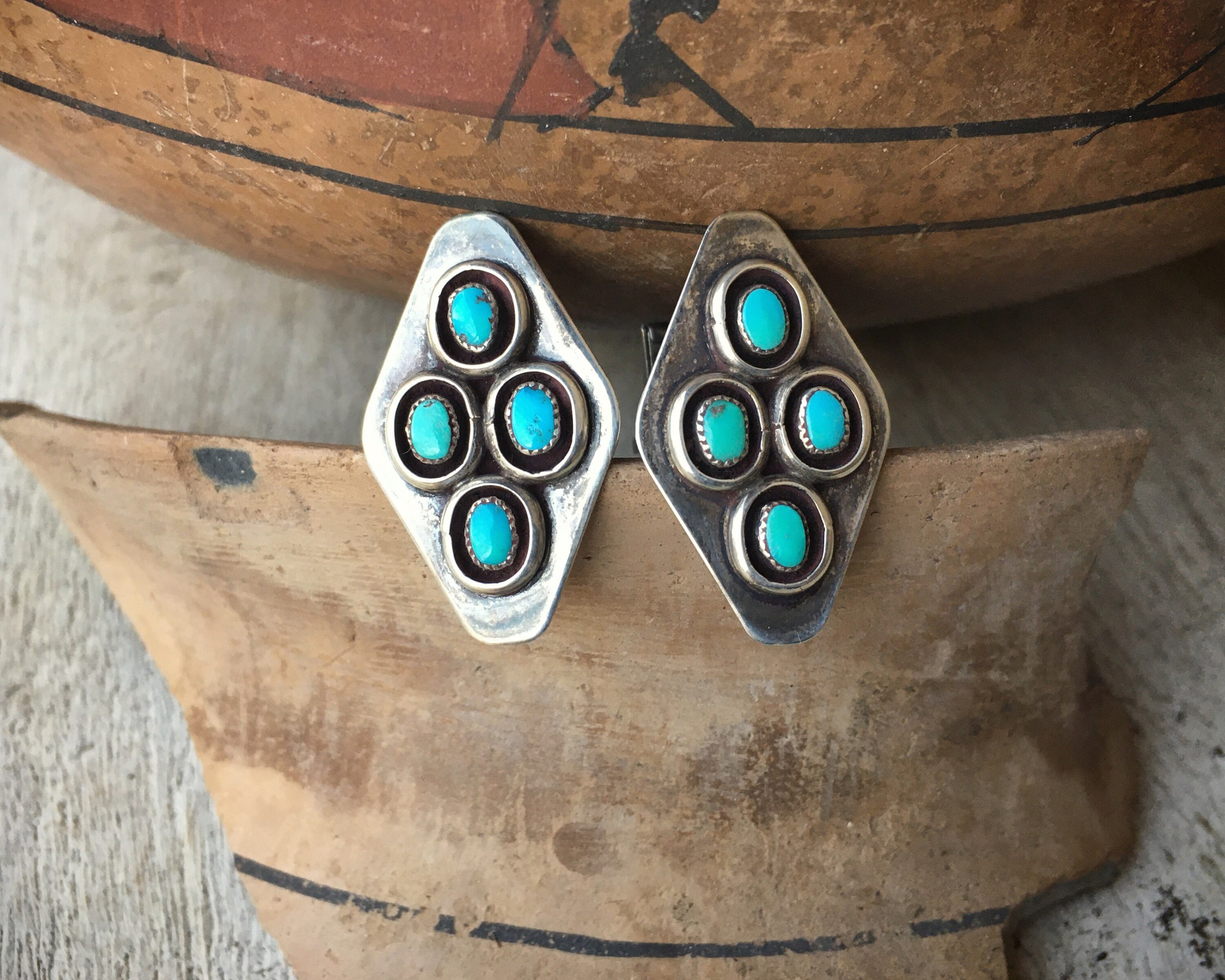 Turquoise Sterling Silver Cuff Links for Men, Native America Indian ...