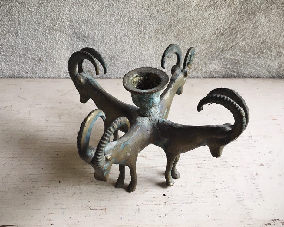 vintage patina brass menorahs made in nisrael
