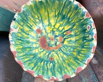 Vintage Oaxaca Old Mexico Dripware Pottery Bowl, Circa 1930s, Rustic Southwestern Decor