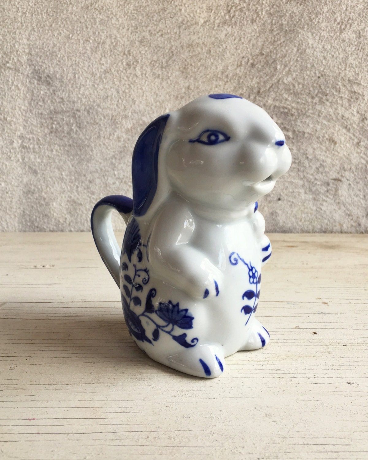 Vintage rabbit figurine creamer, ceramic bunny pitcher, rabbit decor ...