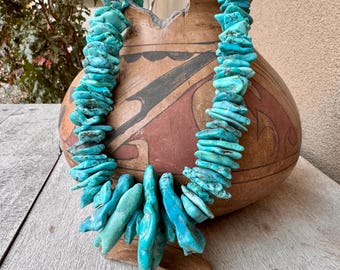 Vintage Navajo Turquoise HUGE Nugget Necklace Approx 28", Native American Statement Jewelry